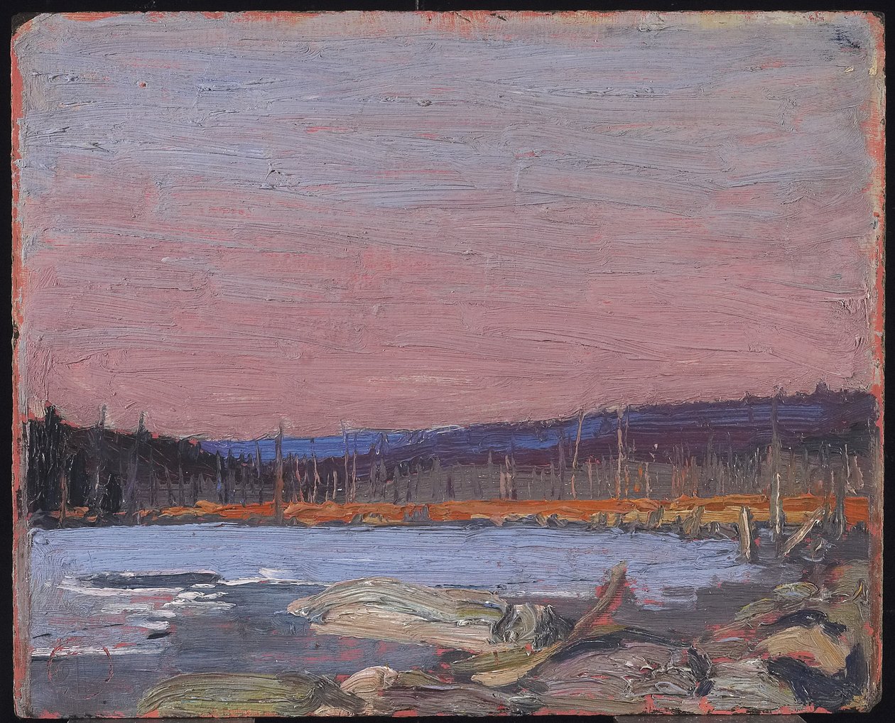 Um lago do norte, c.1916 (óleo na placa composta de polpa de madeira) de Tom Thomson