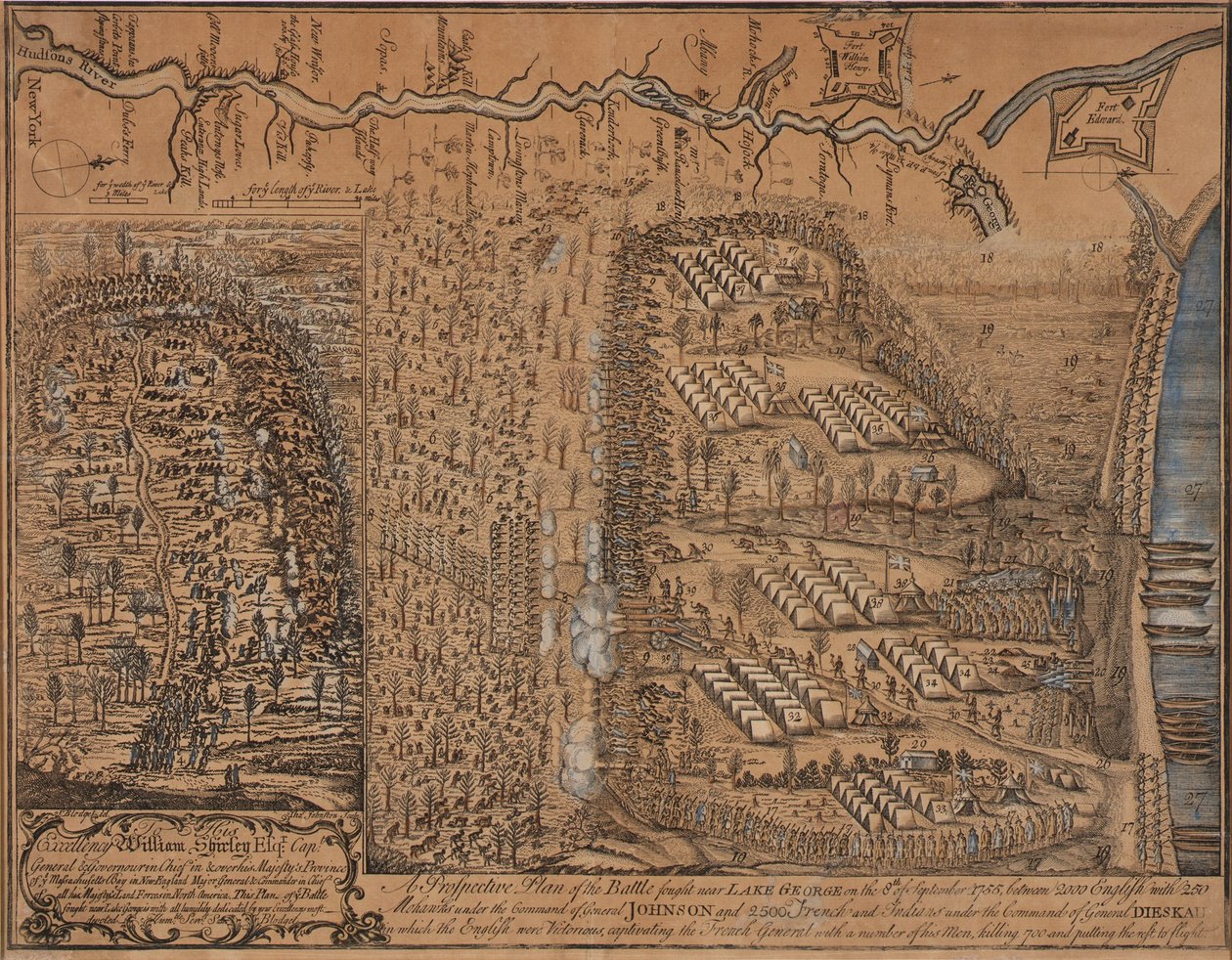 Um plano prospetivo da batalha travada perto do Lago George em 8 de setembro de 1755 de Thomas Johnston
