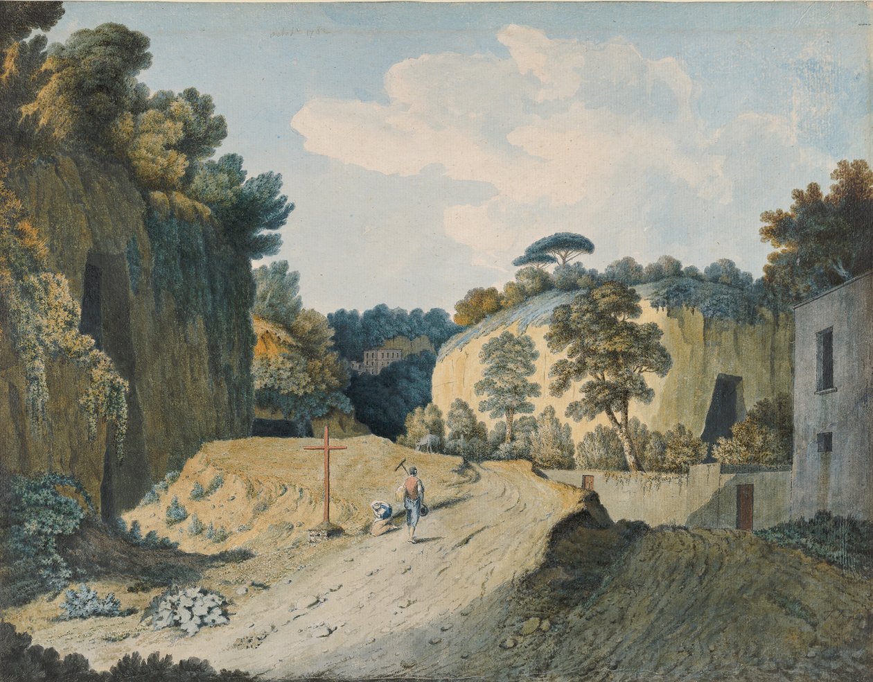 Uma estrada em um desfiladeiro perto de Nápoles, 1782. de Thomas Jones