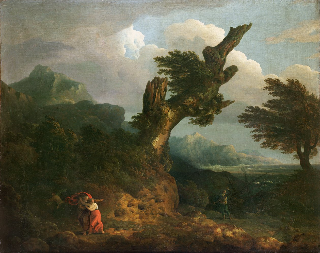Uma tempestade - Próspero, Miranda e Caliban espiam o naufrágio de Thomas Jones