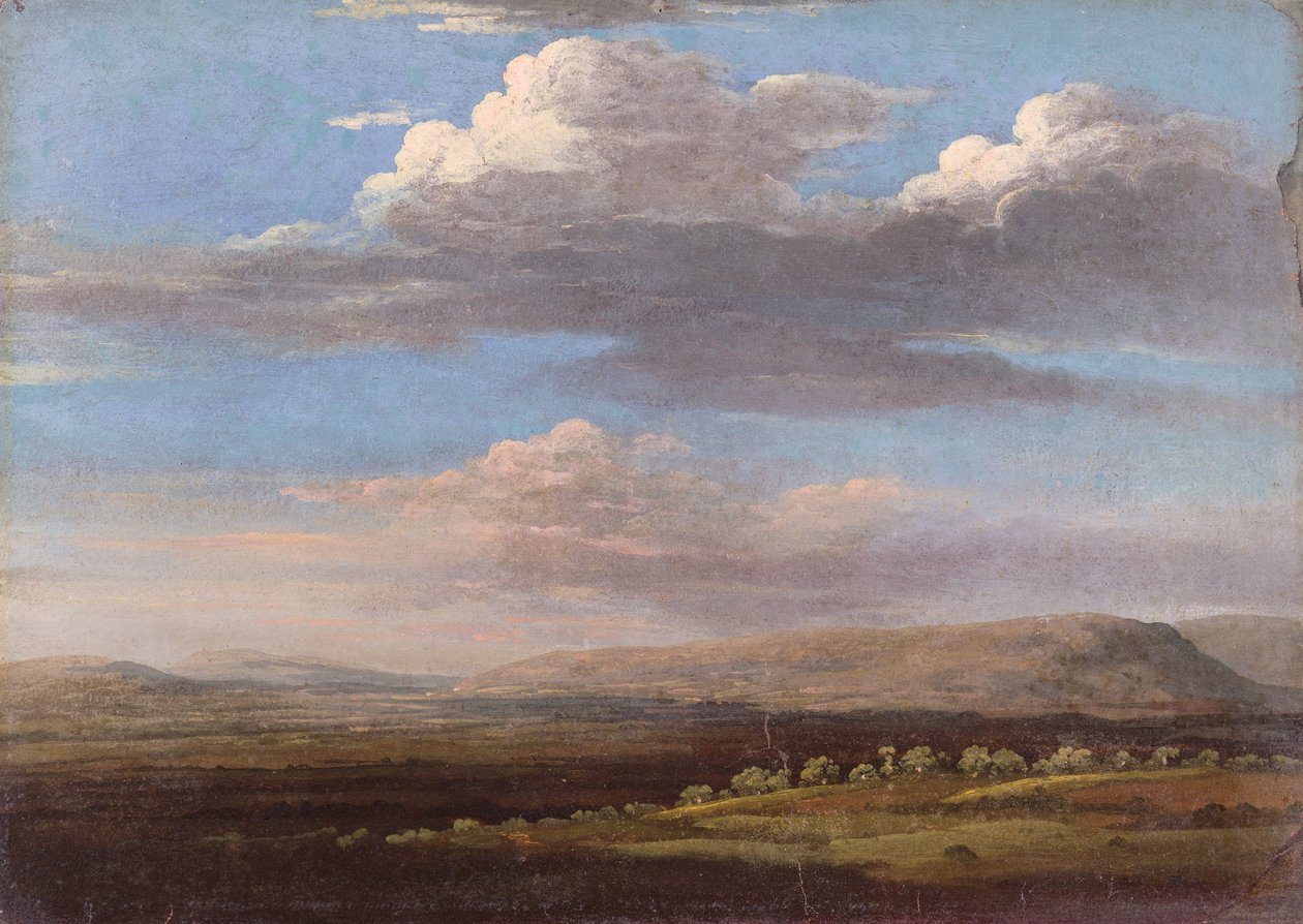 Uma vista em Radnorshire (óleo sobre papel) de Thomas Jones