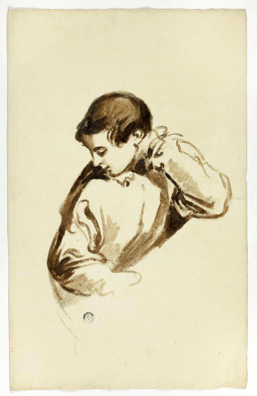 Garoto virando de lado, meio comprimento de Thomas Jones Barker