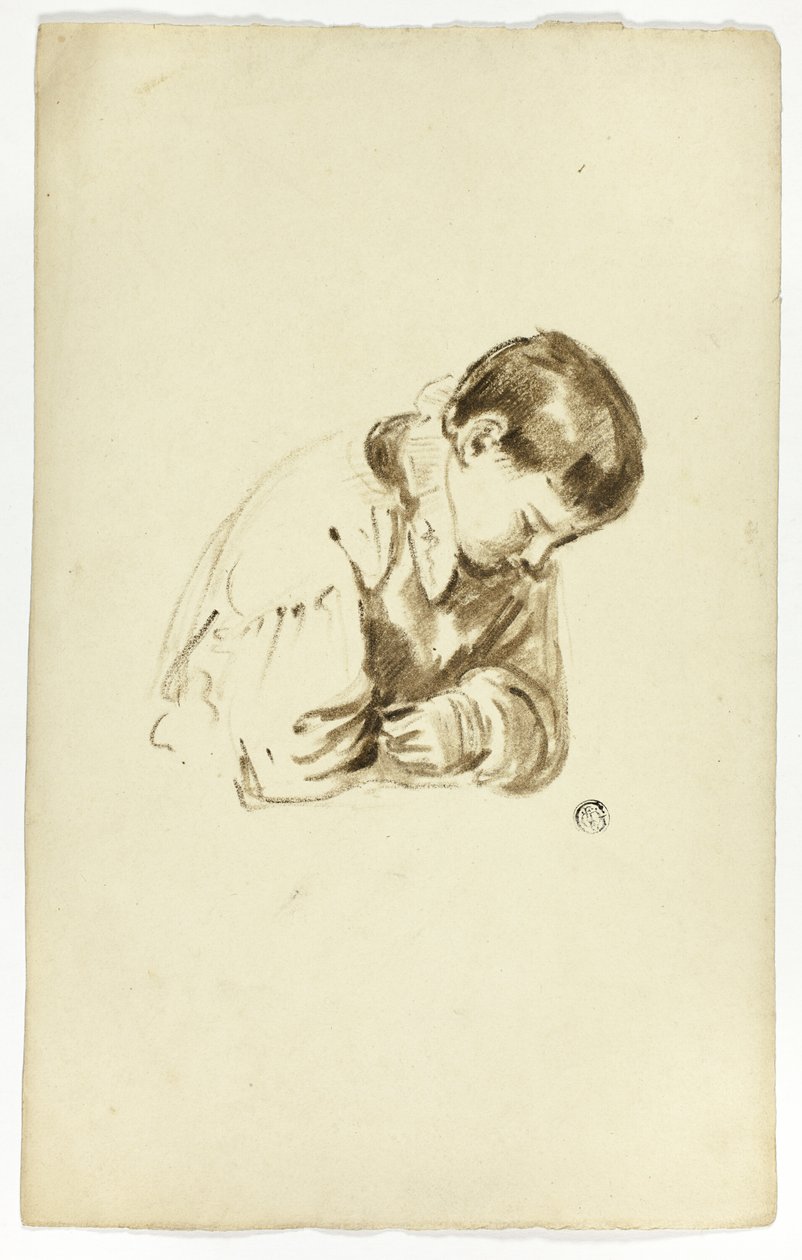Menino sentado, meio comprimento de Thomas Jones Barker