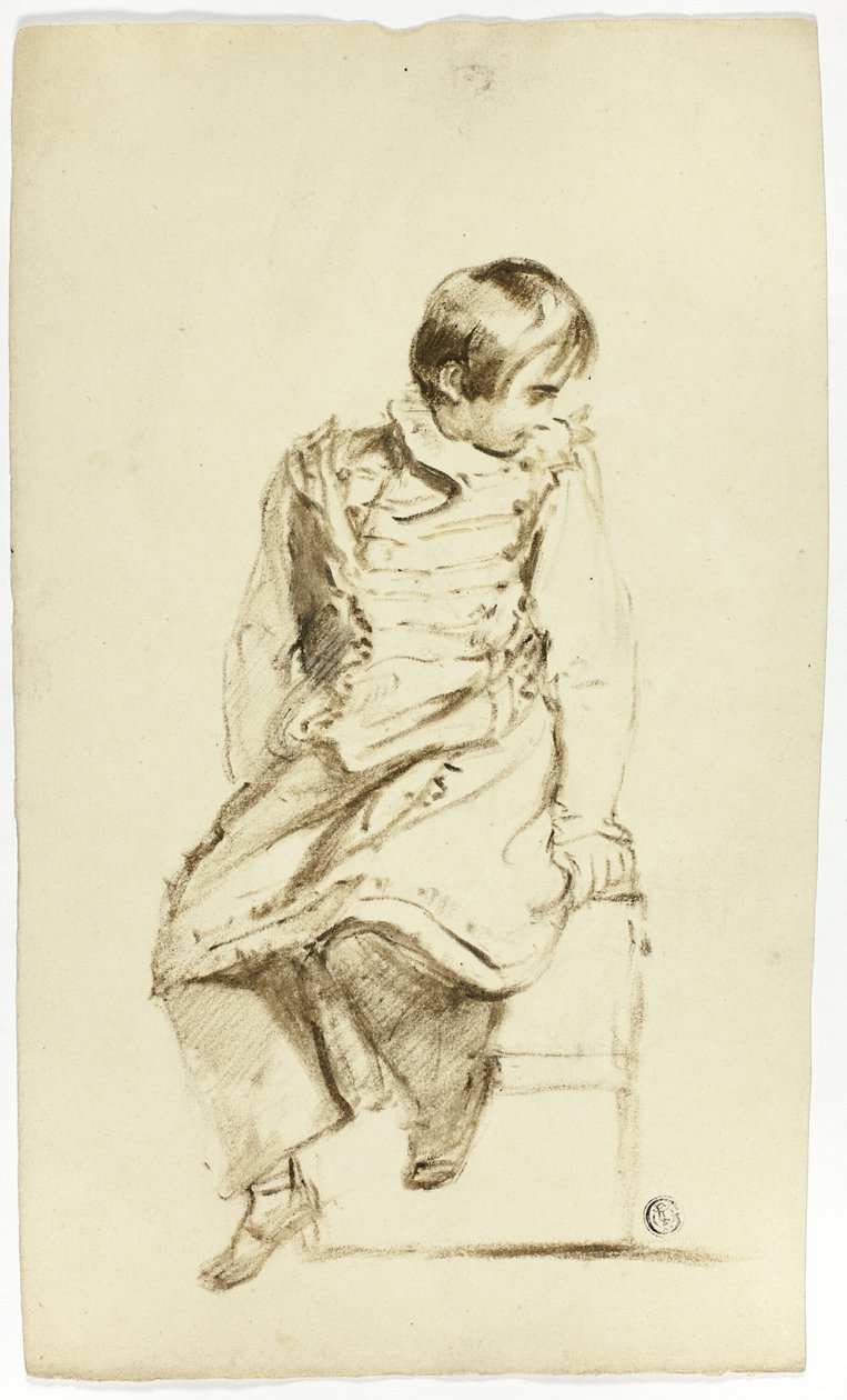 Menino sentado, olhando de lado de Thomas Jones Barker