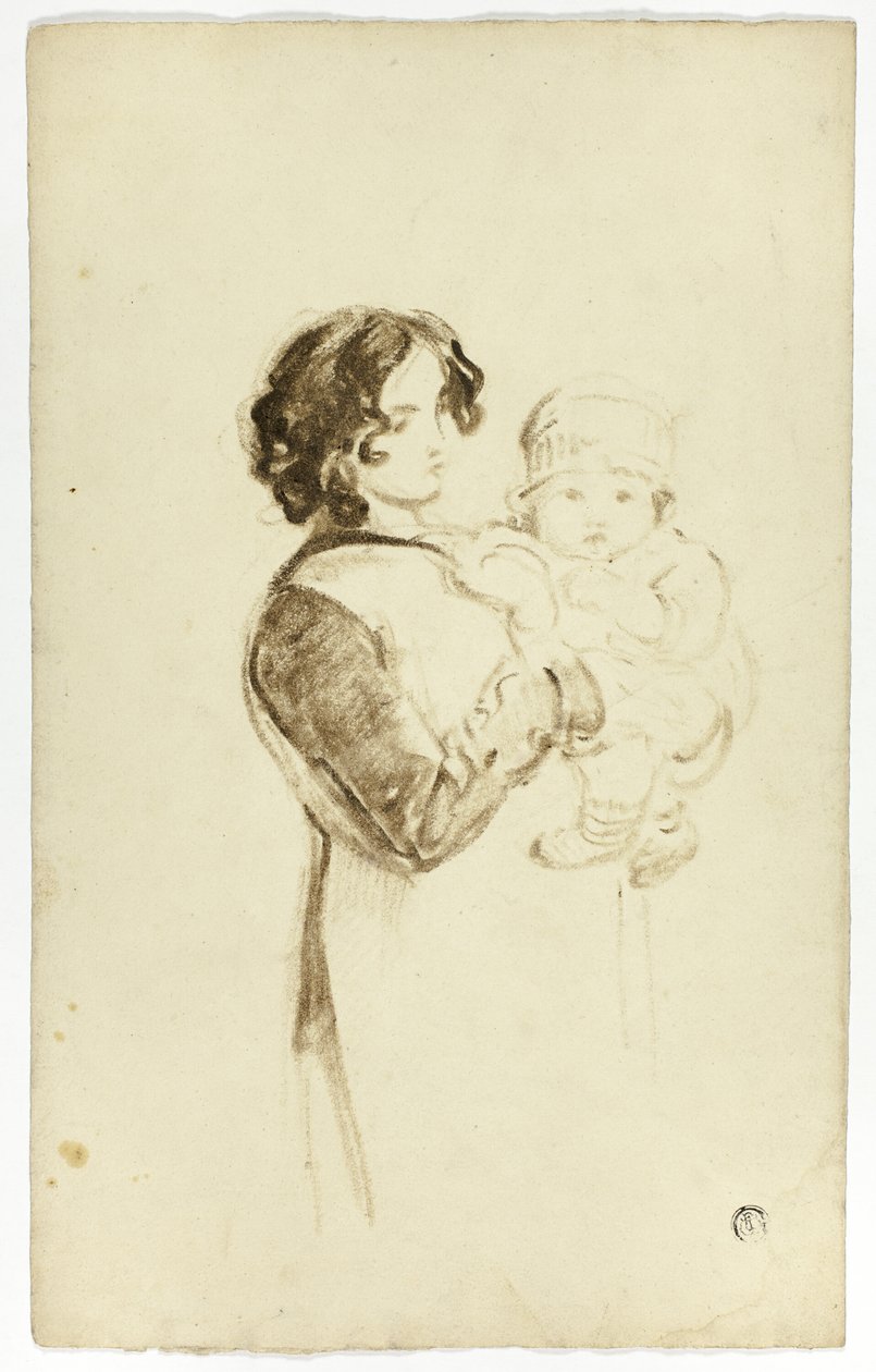 Jovem segurando bebê de Thomas Jones Barker