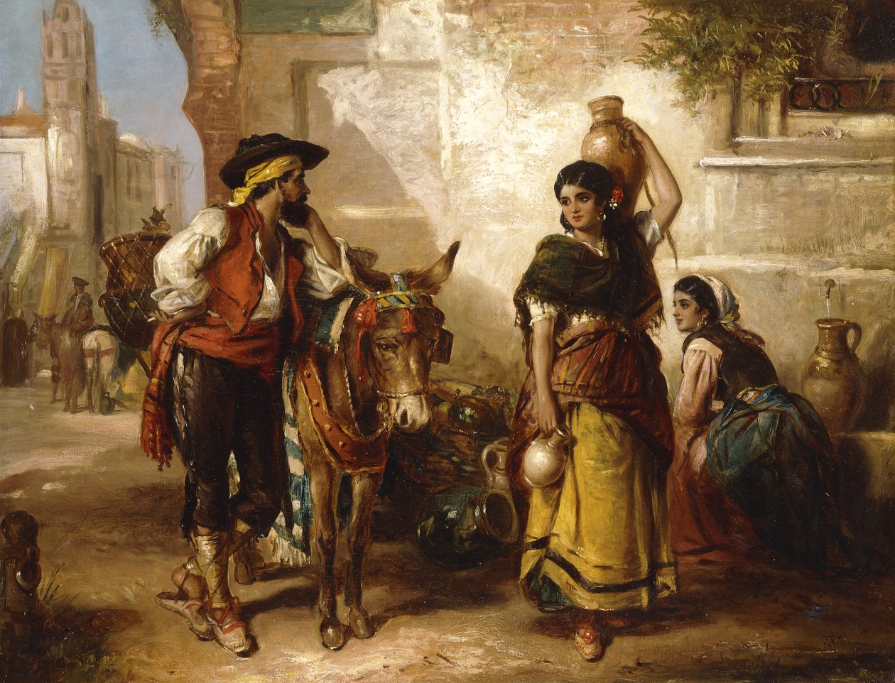 Um bate-papo na fonte, Sevilha, de Thomas Kent Pelham