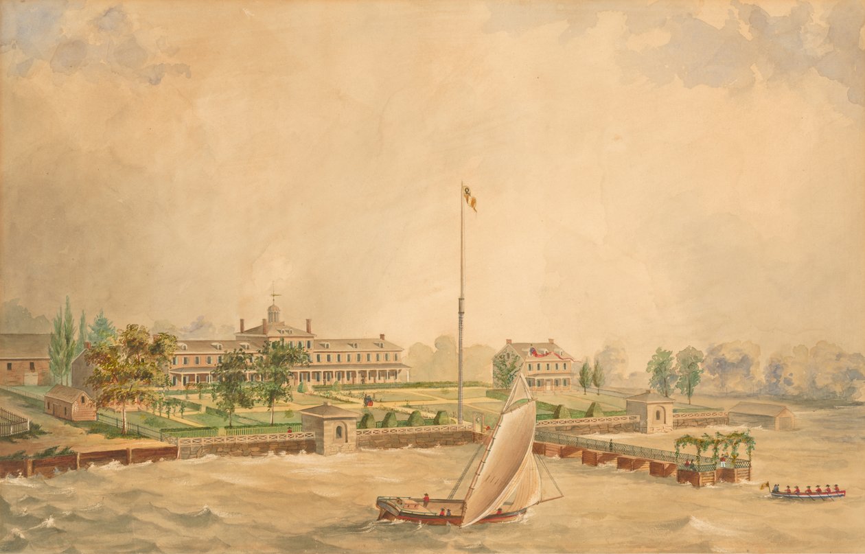 A Quarentena Lazaretto, c.1860 (aguarela sobre papel) de Thomas L. Cernea