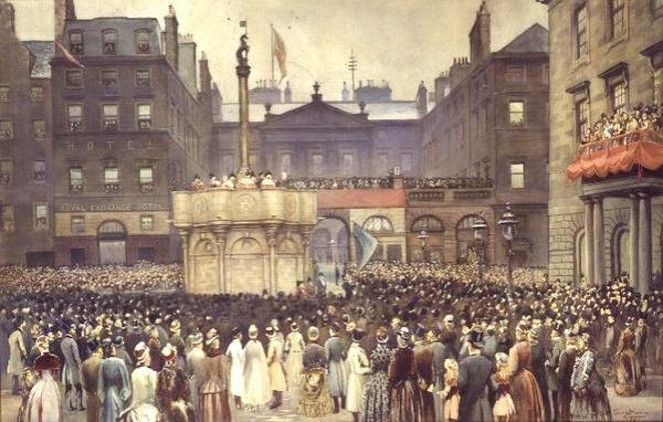 A Apresentação da Cruz de Mercado Restaurada, Edimburgo, ao Conselho de Magistrados pelo Honorável W.E. Gladstone, Deputado, 23 de Novembro de 1885 de Thomas L. Sawers