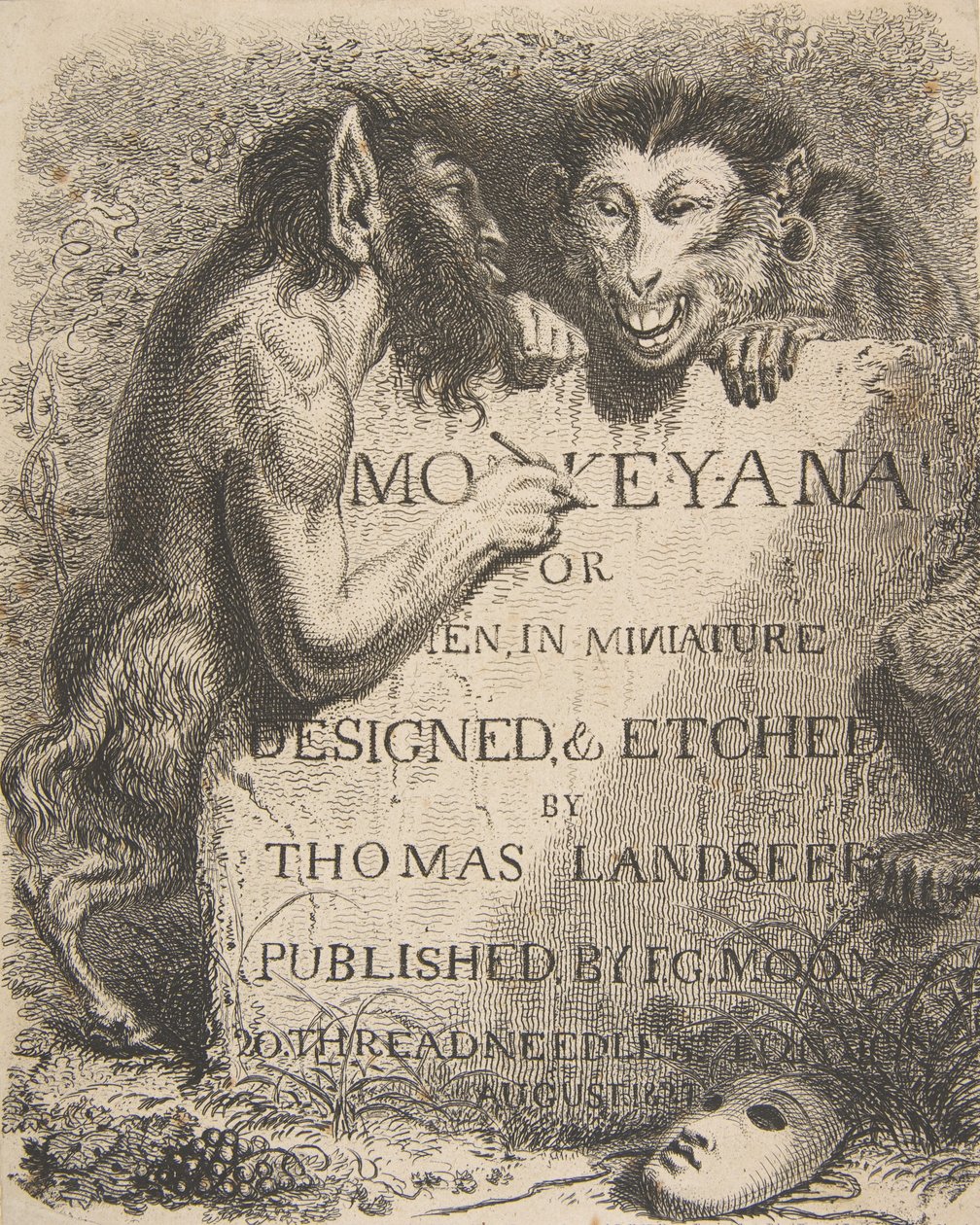 Página de rosto: Monkey-Ana or Men, in Miniature, 1 de dezembro de 1827., 1 de dezembro de 1827. de Thomas Landseer