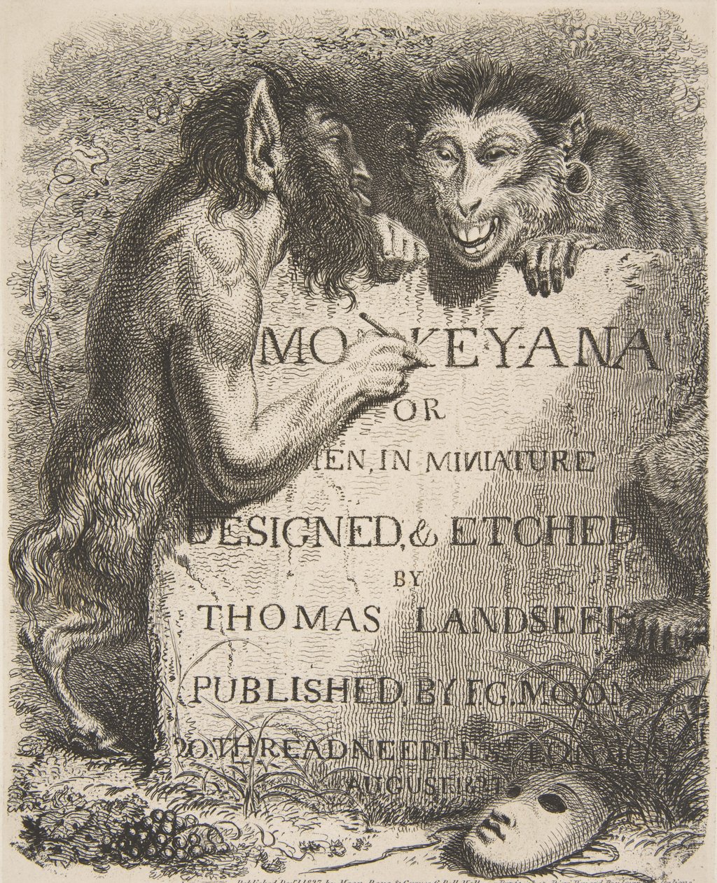 Página de rosto, de Monkey-ana, ou Men in Miniature, 1827., 1827. de Thomas Landseer
