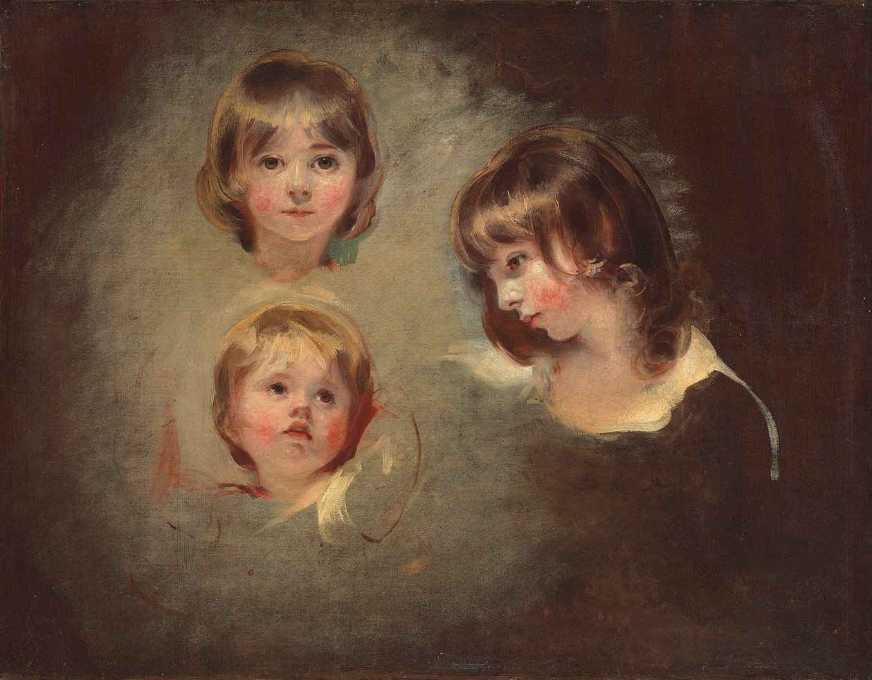 Estudos de cabeça de Emilia Mary, Juliana e Maria Boucherett (óleo sobre tela) de Thomas Lawrence