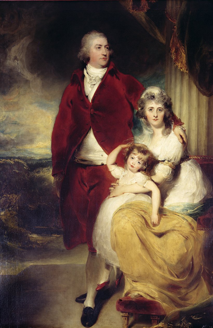 Henry, 10º Conde e 1º Marquês de Exeter, sua esposa Sarah e sua filha Lady Sophia Cecil de Thomas Lawrence