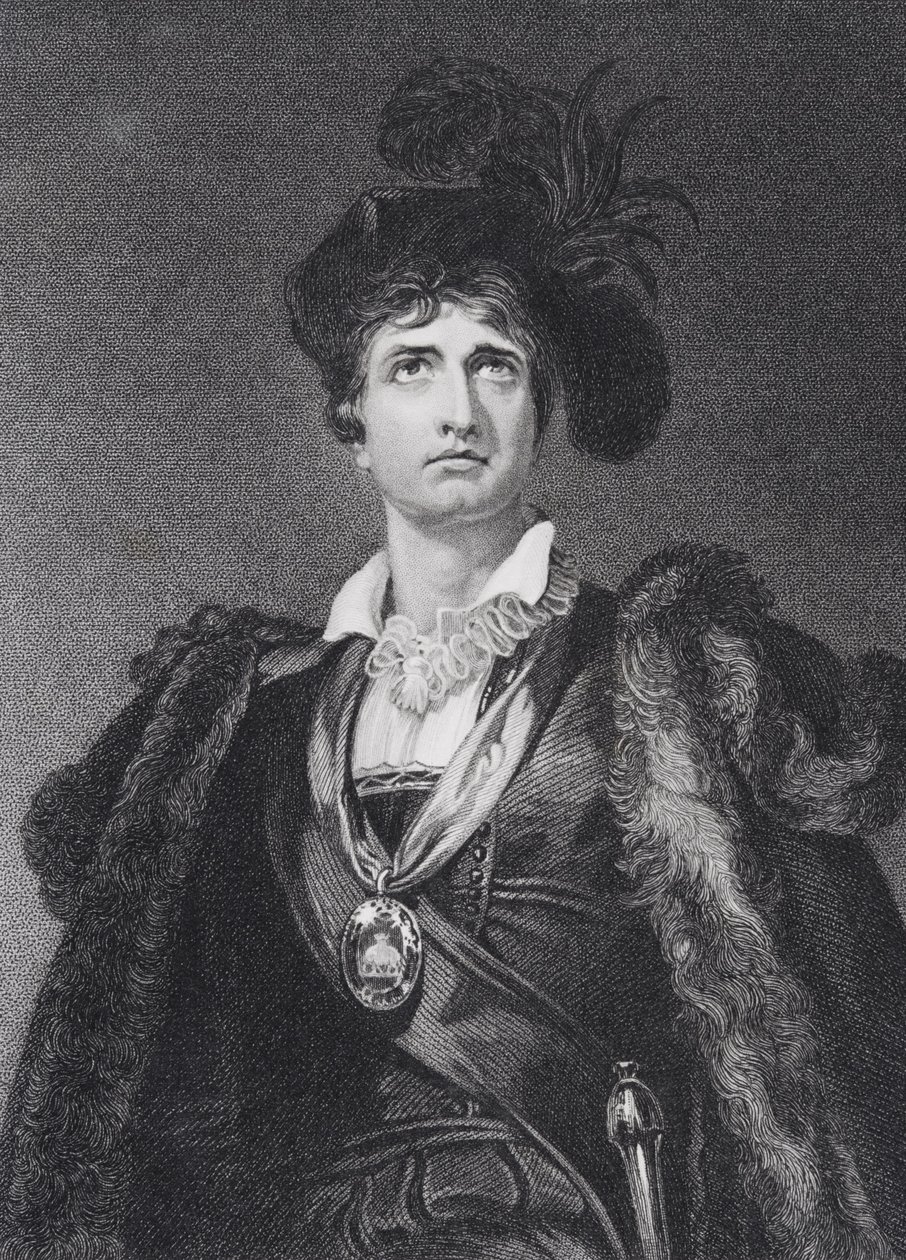 John Philip Kemble como Hamlet, gravado por G. Adcock de Thomas Lawrence
