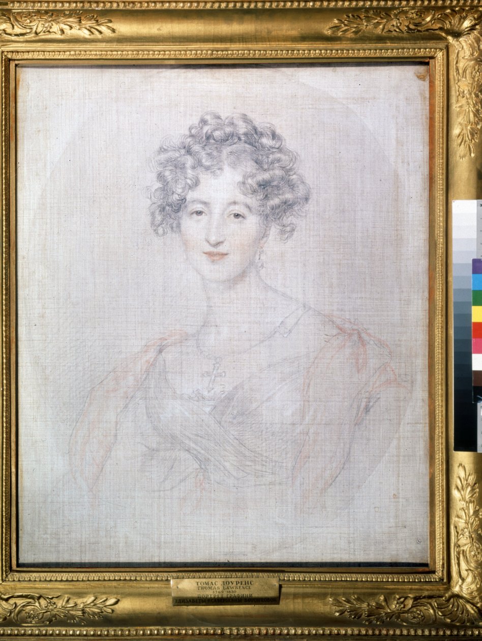 "" Retrato da Condessa Elisabeth (Elizaveta) Vorontsova (1792-1856)"" Desenho à caneta por Thomas Lawrence (1769-1830) 1821 Museu Pushkin, Moscou de Thomas Lawrence