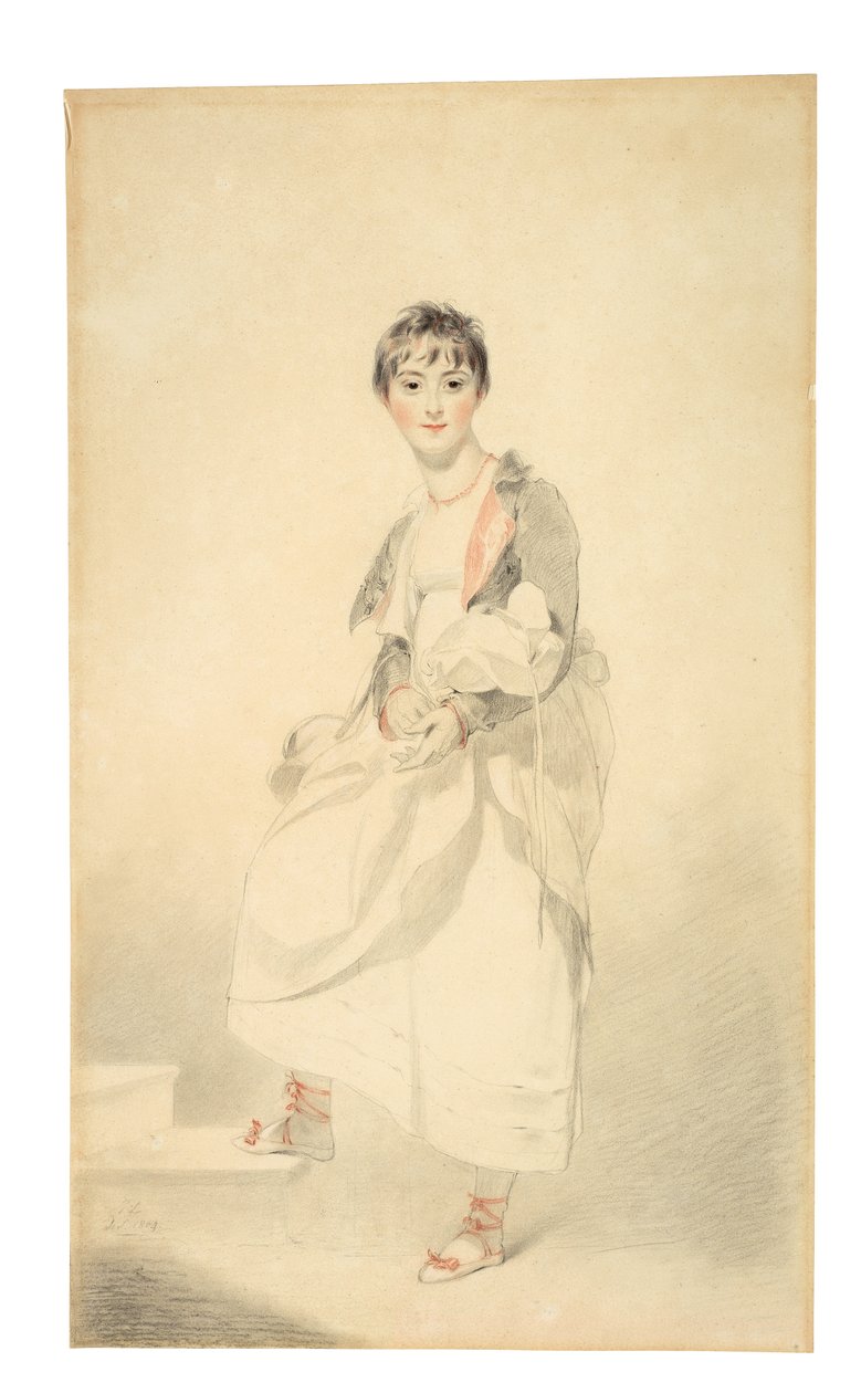 Retrato de Lady Frances Hamilton (1795-1860) (giz preto e vermelho) de Thomas Lawrence
