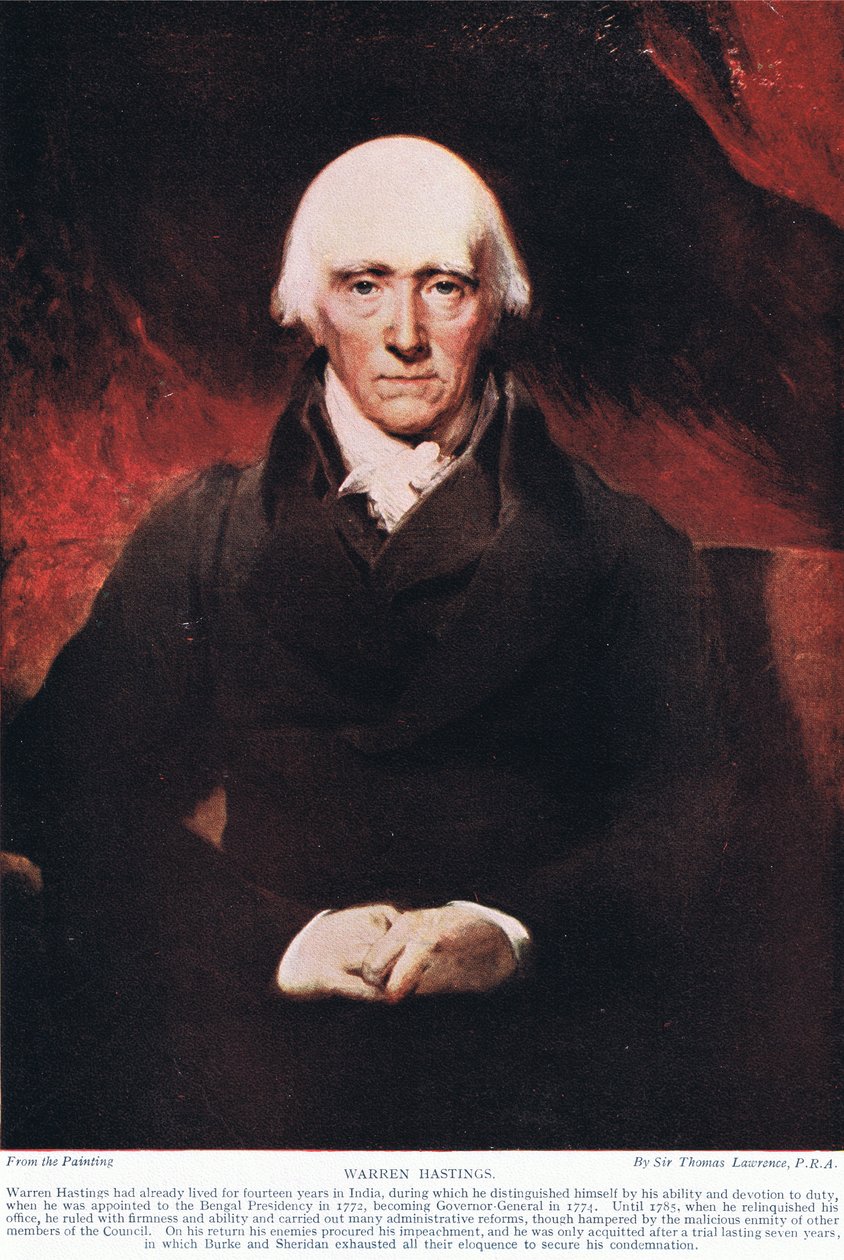 Warren Hastings, ilustração da "História da nação britânica" de Hutchinson de Thomas Lawrence