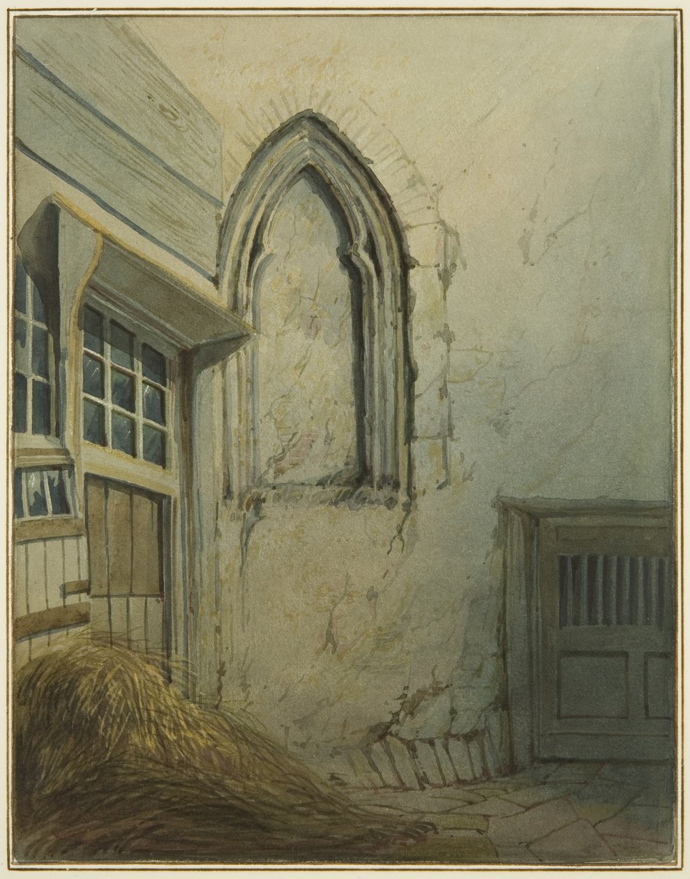 Uma Pequena Corte contígua a uma passagem da Rua Baldwin para a Rua São Nicolau (lápis e aquarela sobre papel) de Thomas Leeson the Elder Rowbotham