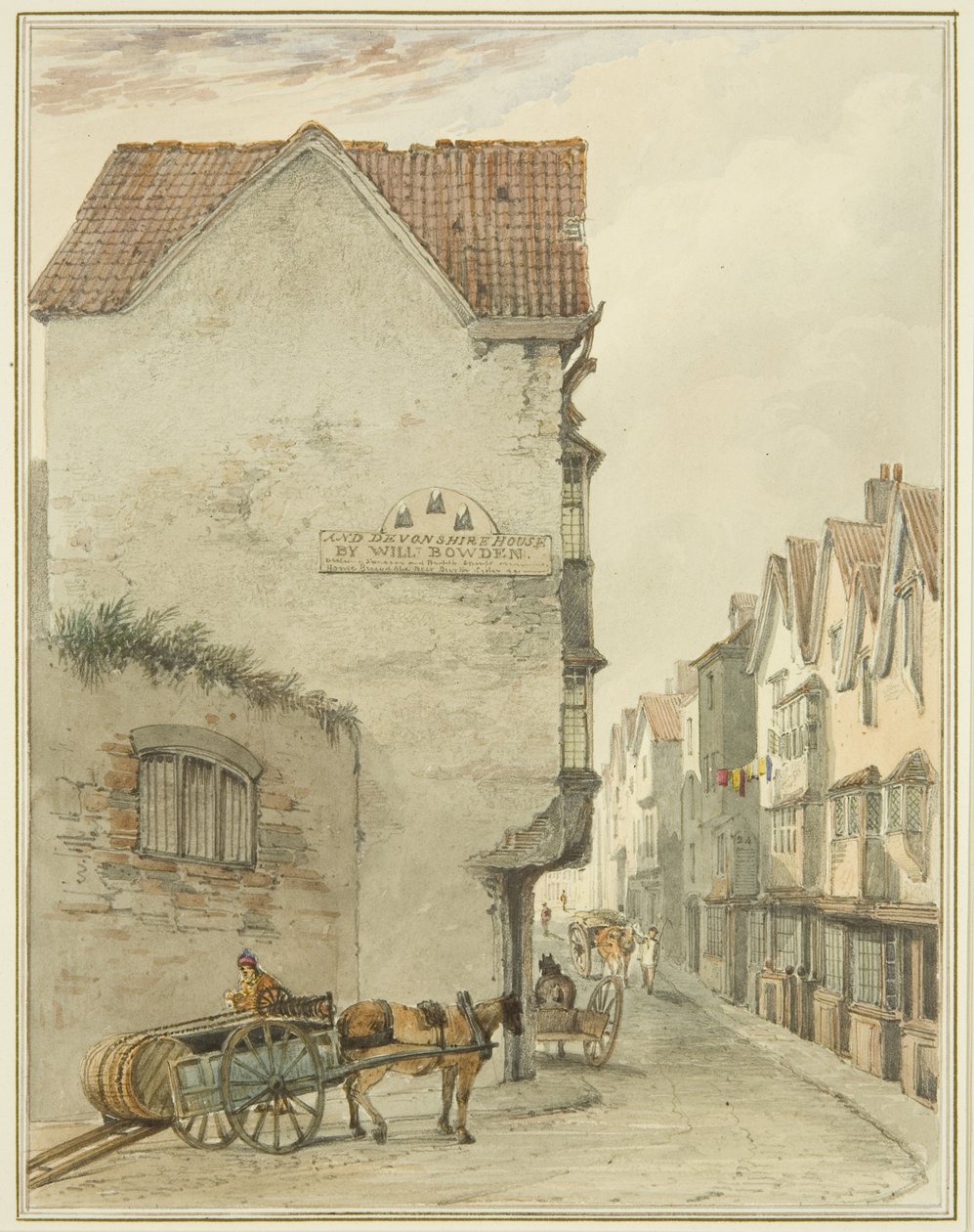 Back Street, olhando para Sul (aquarela sobre papel) de Thomas Leeson the Elder Rowbotham