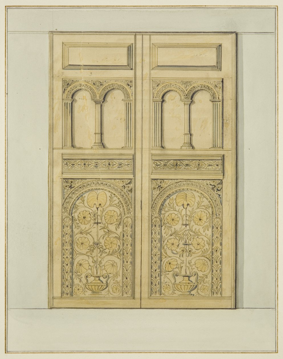 Entrada da Torre da Porta Interior Esculpida, Igreja de São João (aguarela sobre papel) de Thomas Leeson the Elder Rowbotham