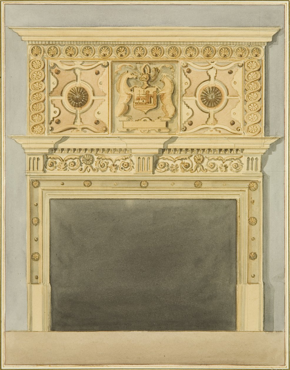 Chaminé na Casa de Robert Adams (aguarela sobre papel) de Thomas Leeson the Elder Rowbotham