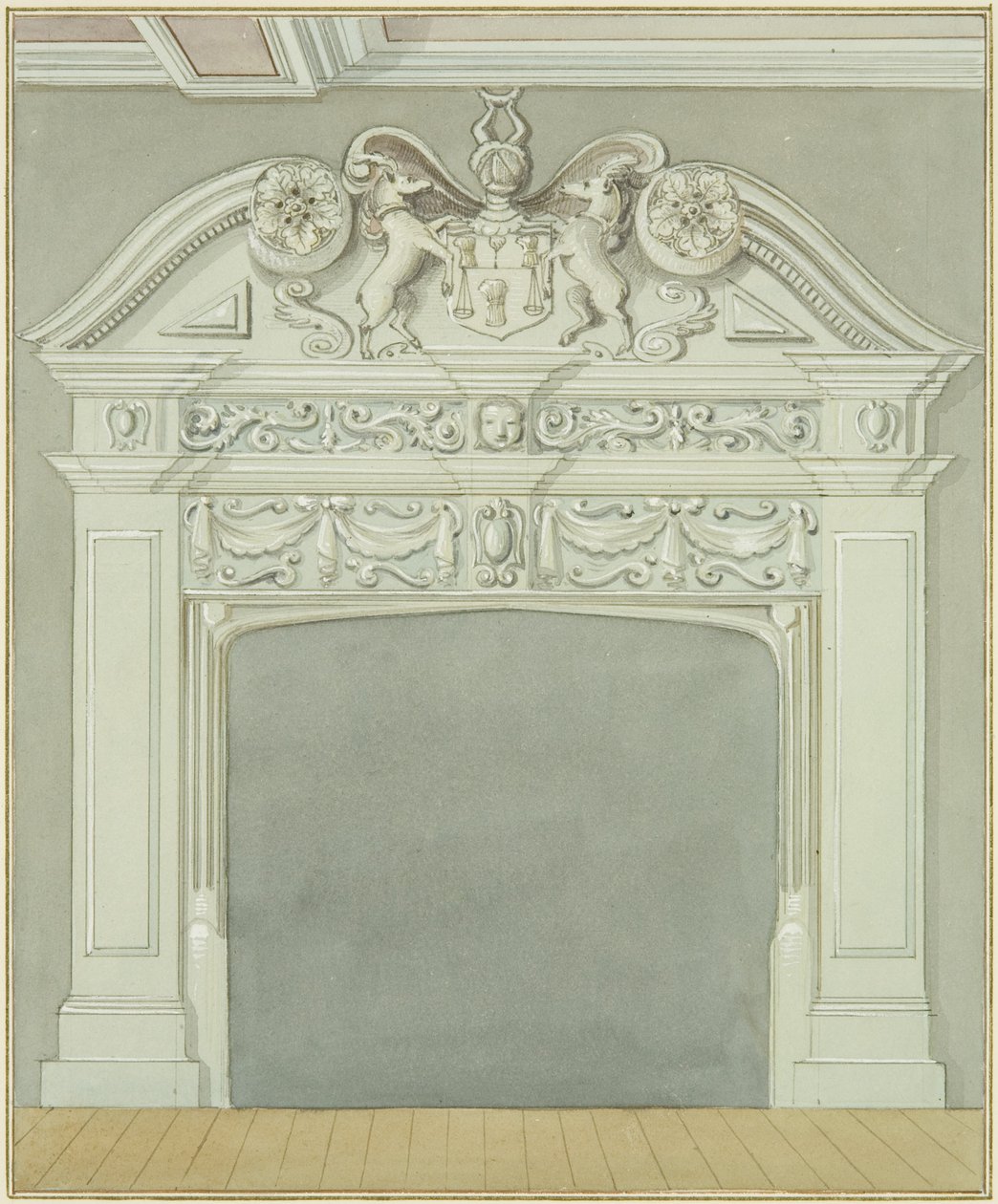 Chaminé nas instalações adjacentes à Casa da Guarda, Rua do Vinho (aguarela sobre papel) de Thomas Leeson the Elder Rowbotham