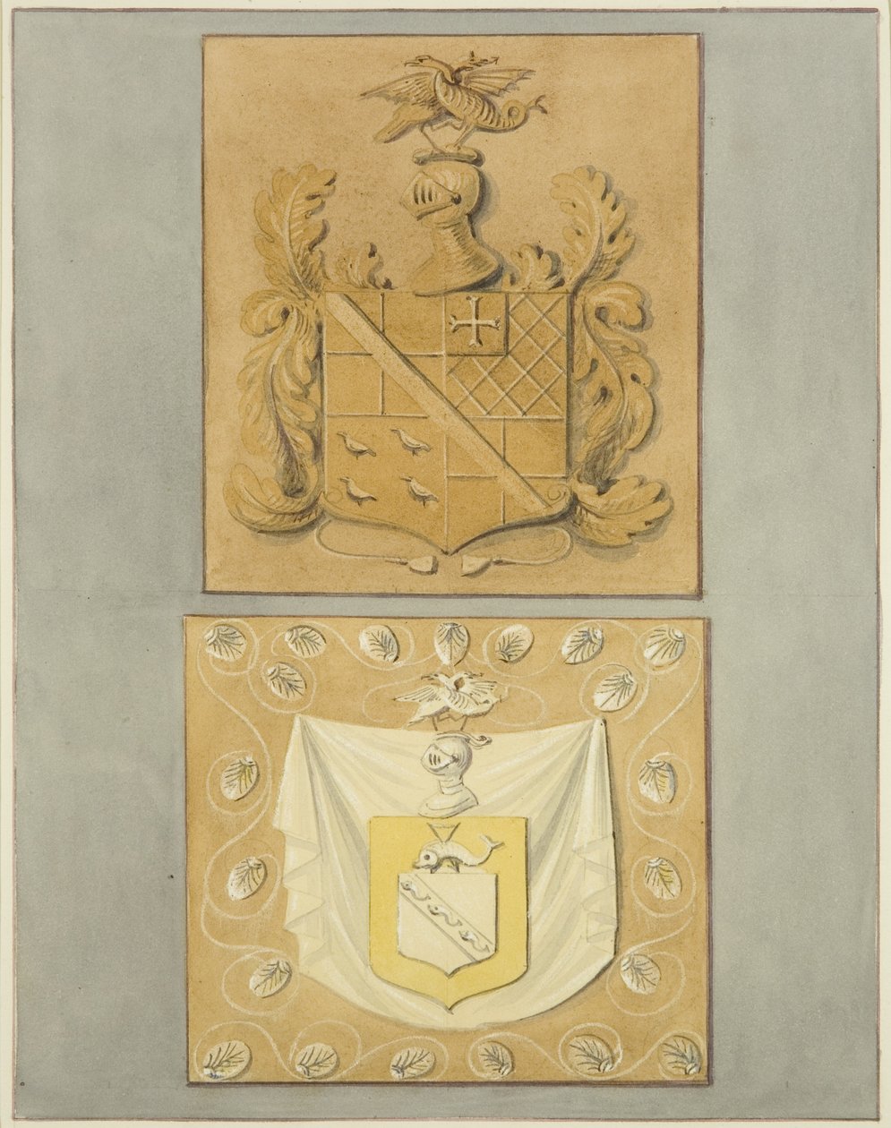 Revestimentos na Porta da Mansão Langton, na parte de trás (aguarela sobre papel) de Thomas Leeson the Elder Rowbotham
