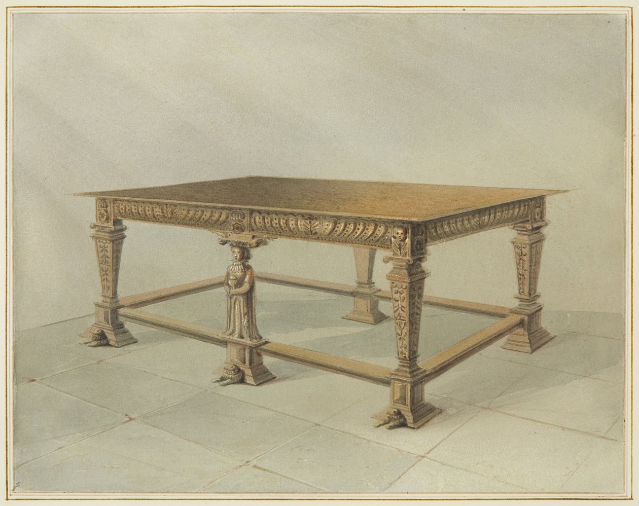 Mesa de Comunhão de Carvalho Velho, Igreja de São João (aguarela sobre papel) de Thomas Leeson the Elder Rowbotham