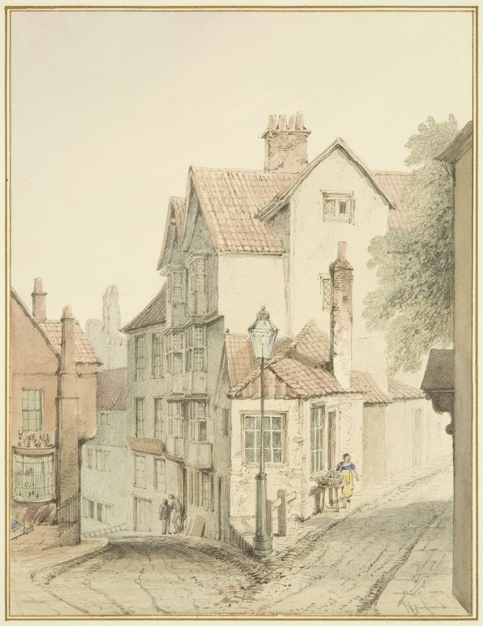 Esquina da Trenchard Lane com a Steep Street (aguarela sobre papel) de Thomas Leeson the Elder Rowbotham