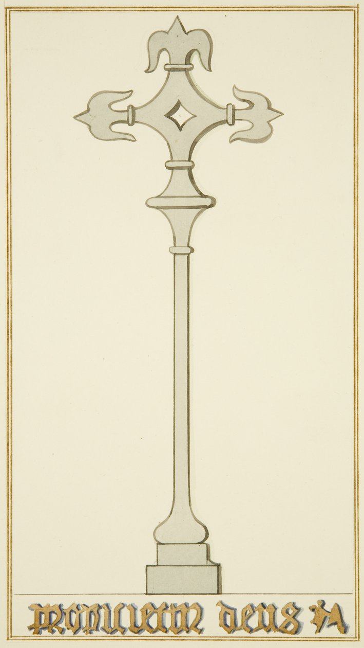 Cruz sobre a velha Tombstone na cripta da Igreja de São João (aguarela sobre papel) de Thomas Leeson the Elder Rowbotham