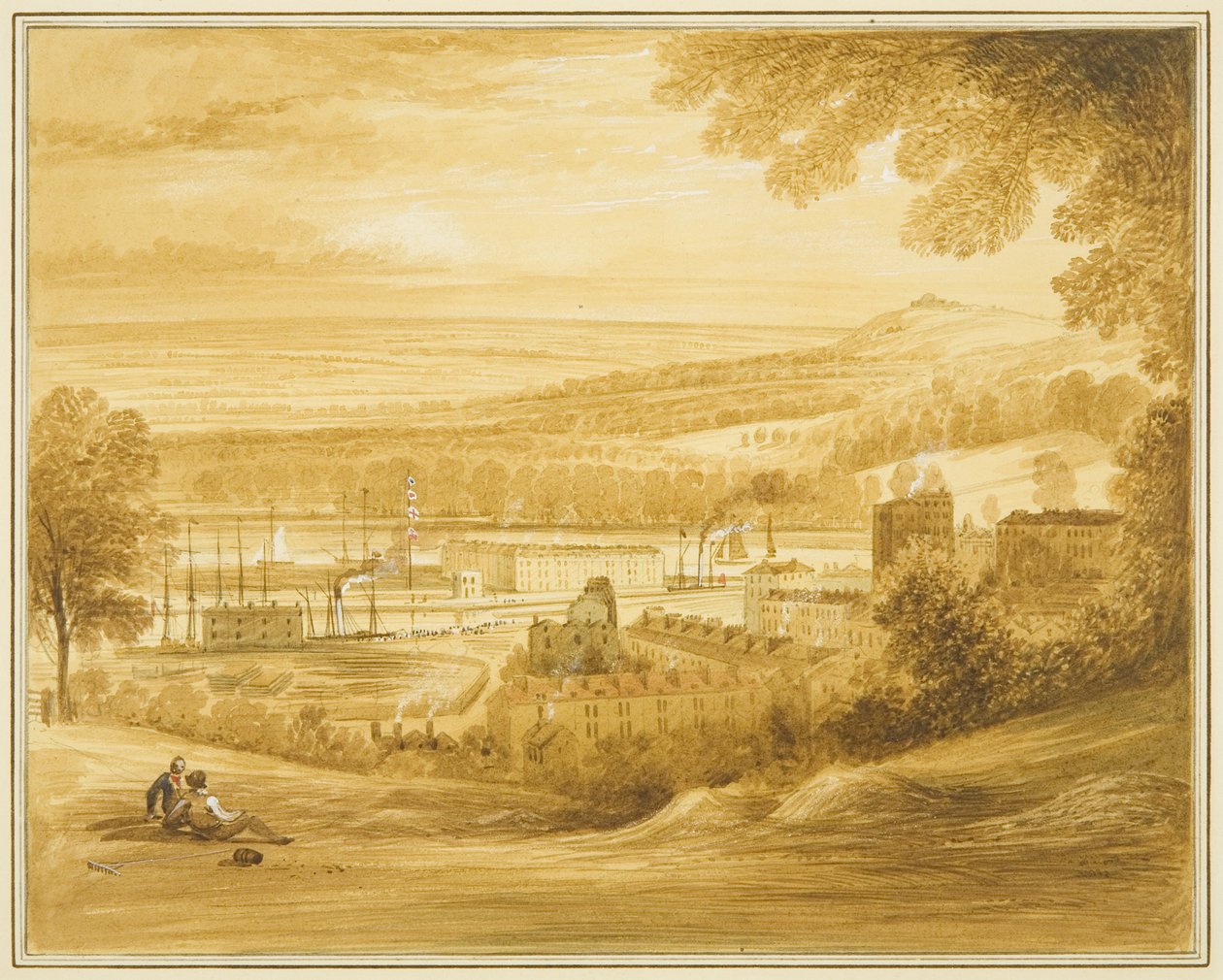 Bacia de Cumberland vista do campo perto da Igreja de Clifton de Thomas Leeson the Elder Rowbotham