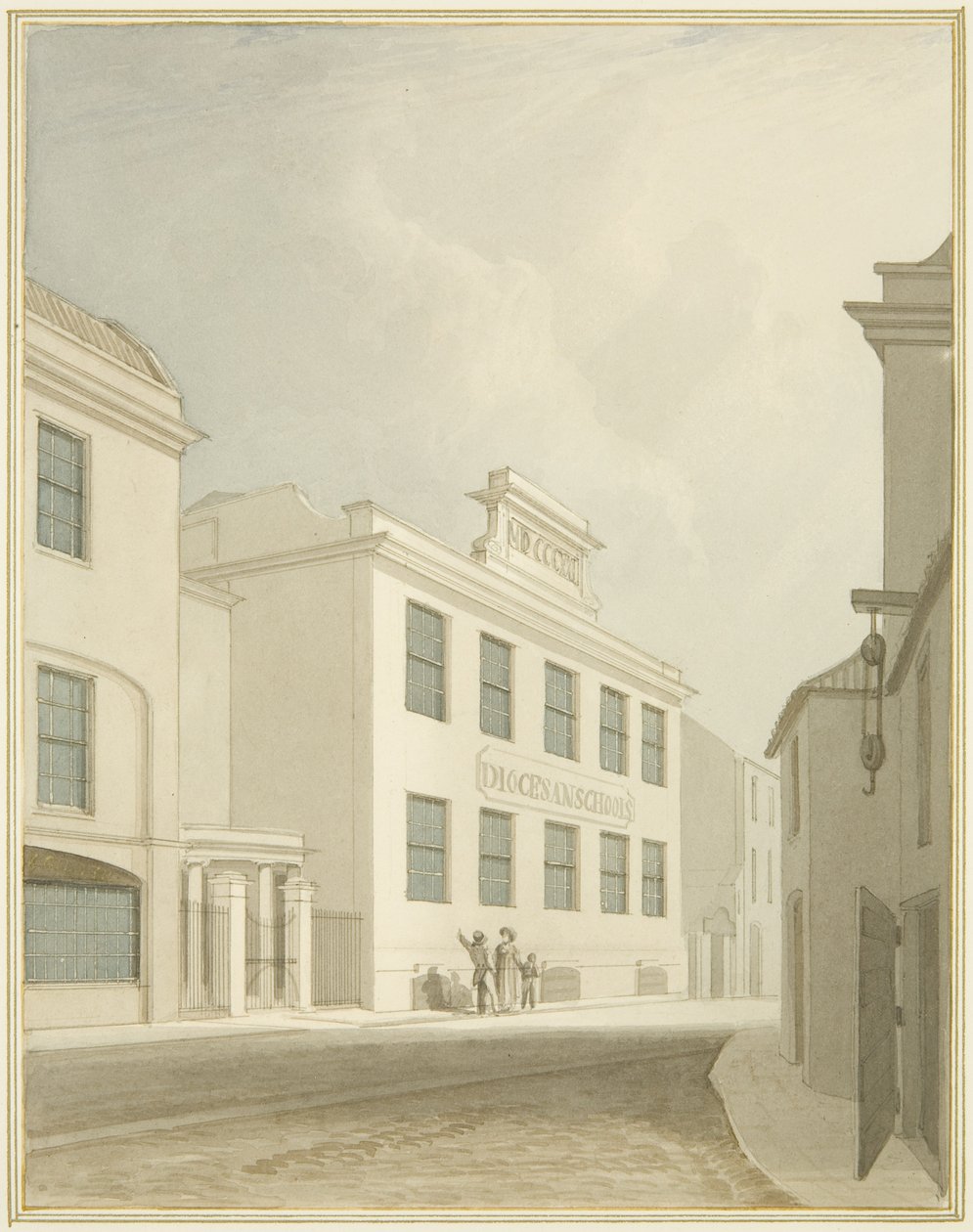 Escolas Diocesanas, Rua Nelson (aguarela sobre papel) de Thomas Leeson the Elder Rowbotham
