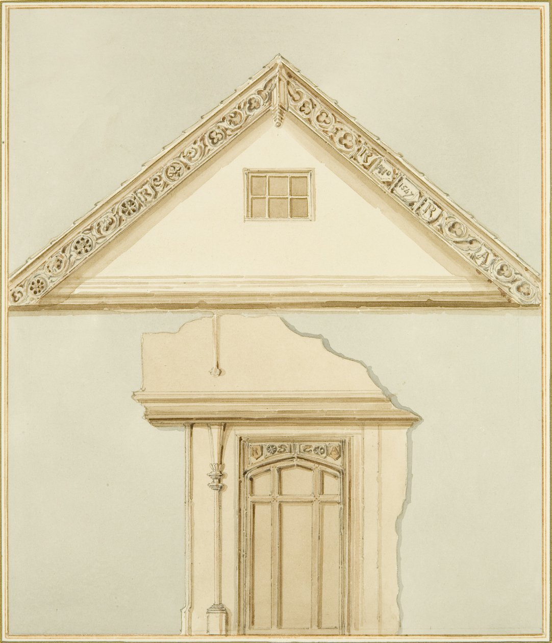 Pórticos e placas de barcaça para a casa de Robert Adams (aguarela sobre papel) de Thomas Leeson the Elder Rowbotham