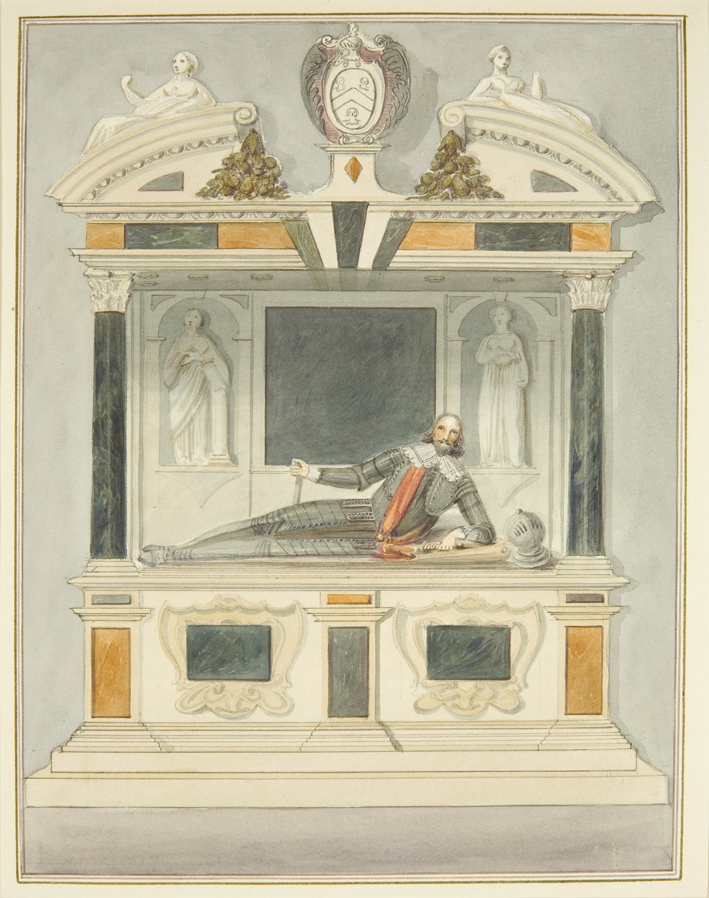Efígie de Sir Charles Vaughan na Catedral de Bristol (aguarela sobre papel) de Thomas Leeson the Elder Rowbotham