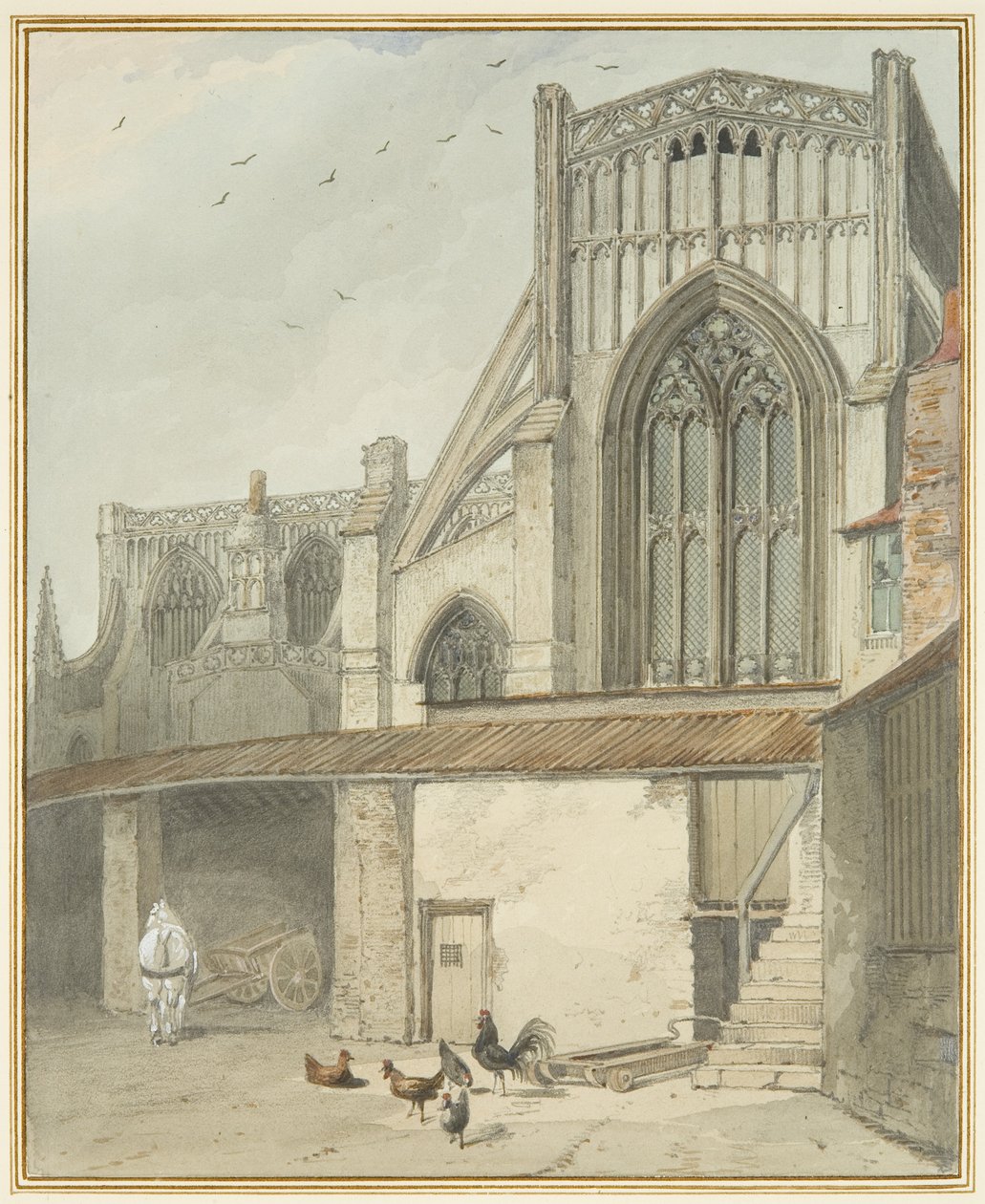 Fim do Transept Norte de St Mary Redcliffe (aguarela sobre papel) de Thomas Leeson the Elder Rowbotham