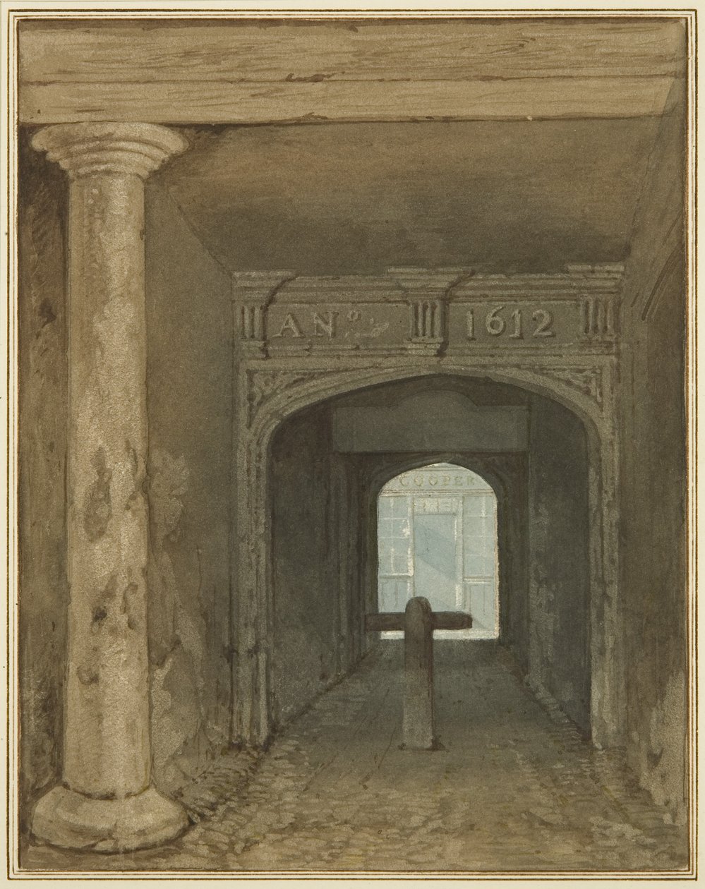 Guard House Passage, Wine Street (aguarela sobre papel) de Thomas Leeson the Elder Rowbotham