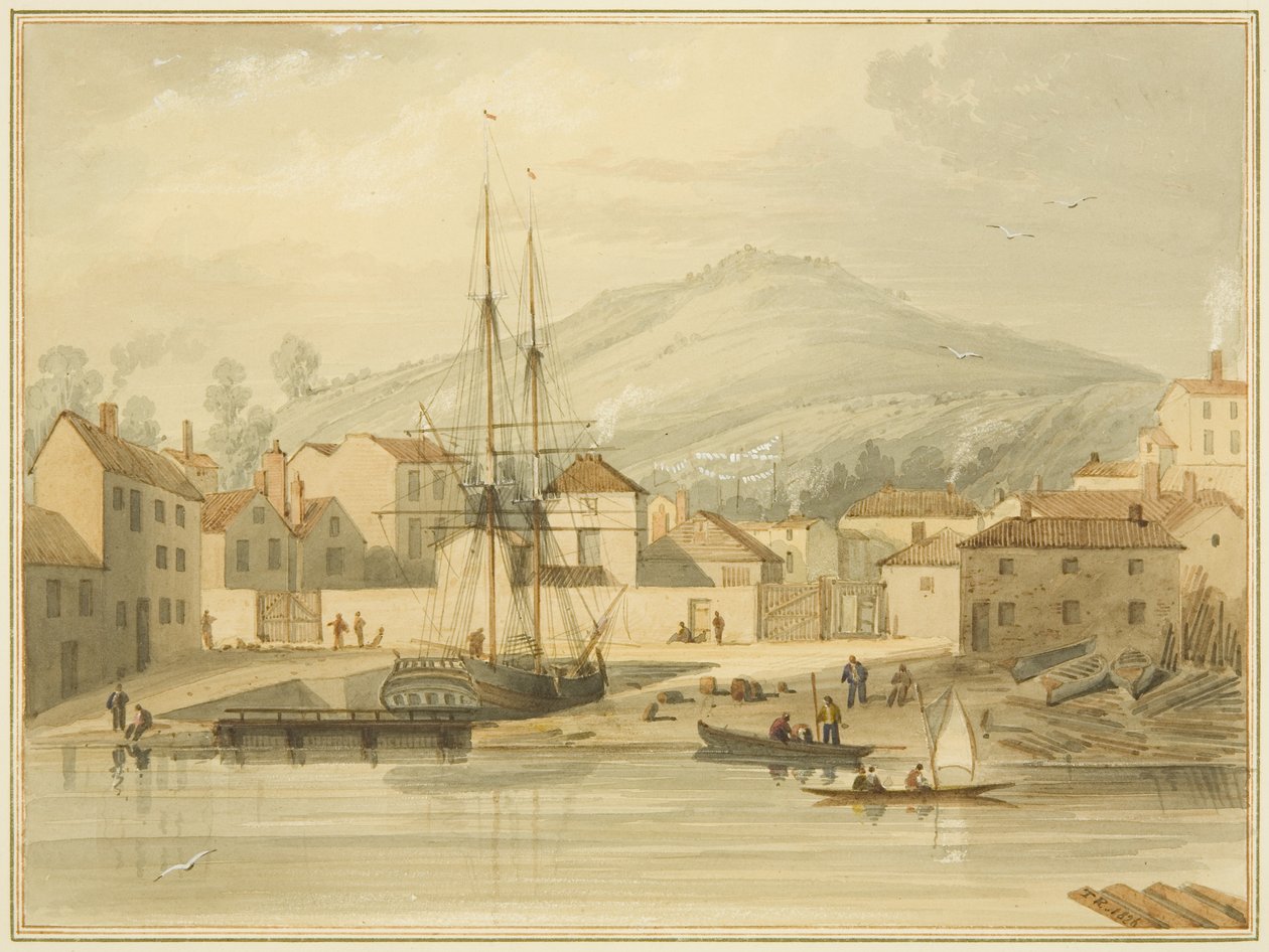 Limekiln Dock, Hotwell Road, com a prisão 