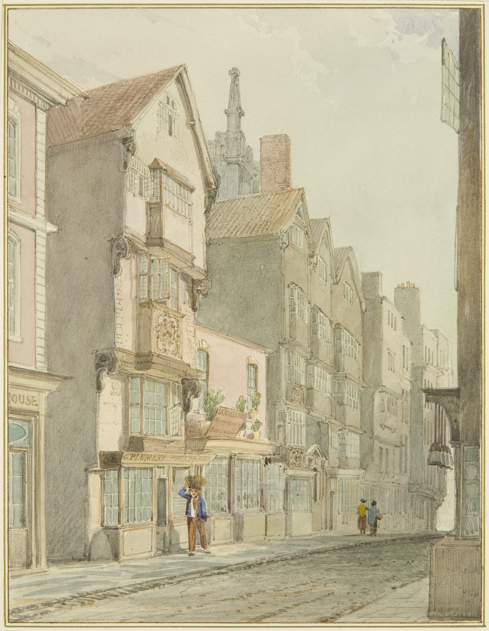 Mary-le-Port Street (aguarela sobre papel) de Thomas Leeson the Elder Rowbotham