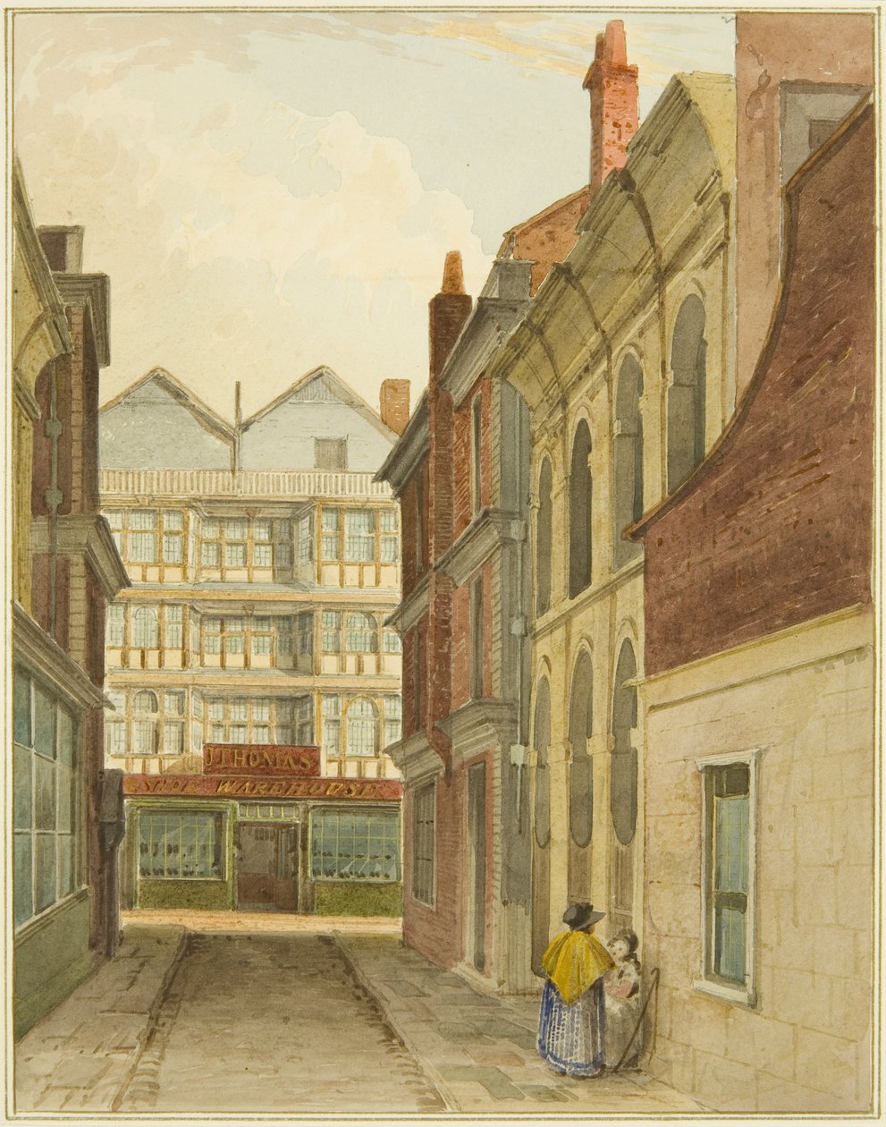 Mary-le-Port Street vista do Cheese Market (aguarela sobre papel) de Thomas Leeson the Elder Rowbotham