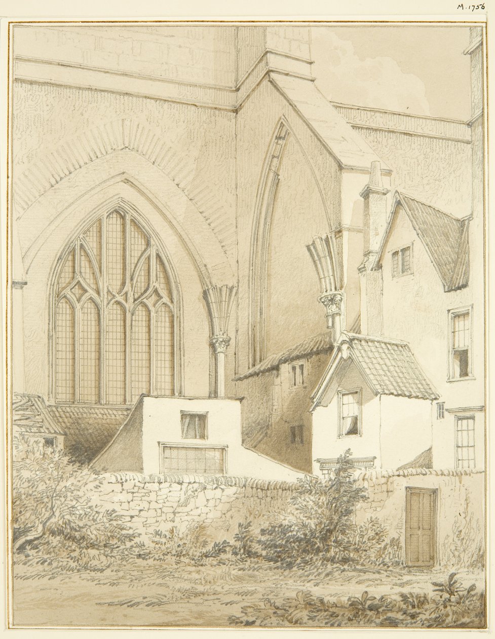 Ângulo Noroeste da Catedral de Bristol (lápis e aguarela sobre papel) de Thomas Leeson the Elder Rowbotham