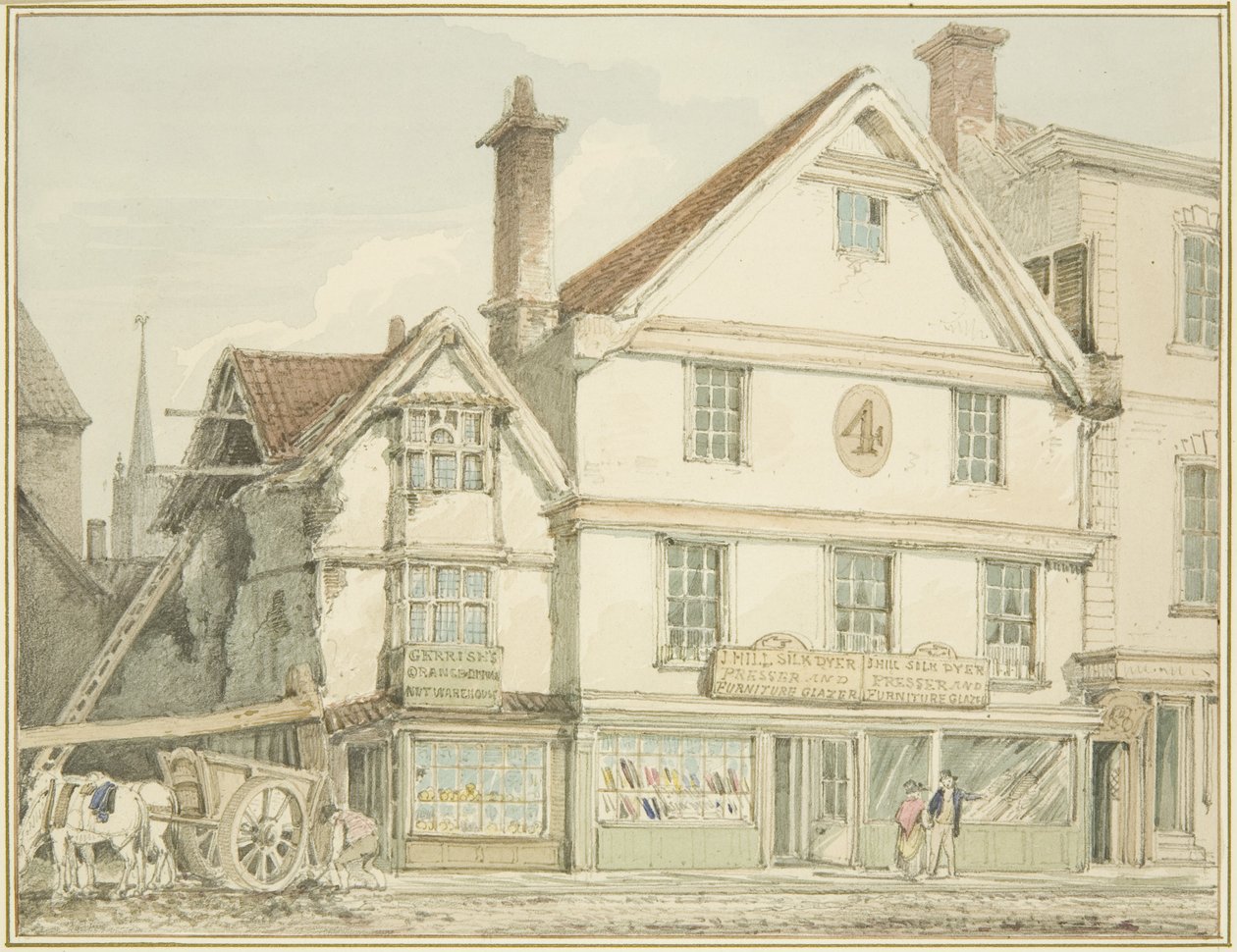 North-West Angle of Broadmead (lápis e aguarela sobre papel) de Thomas Leeson the Elder Rowbotham