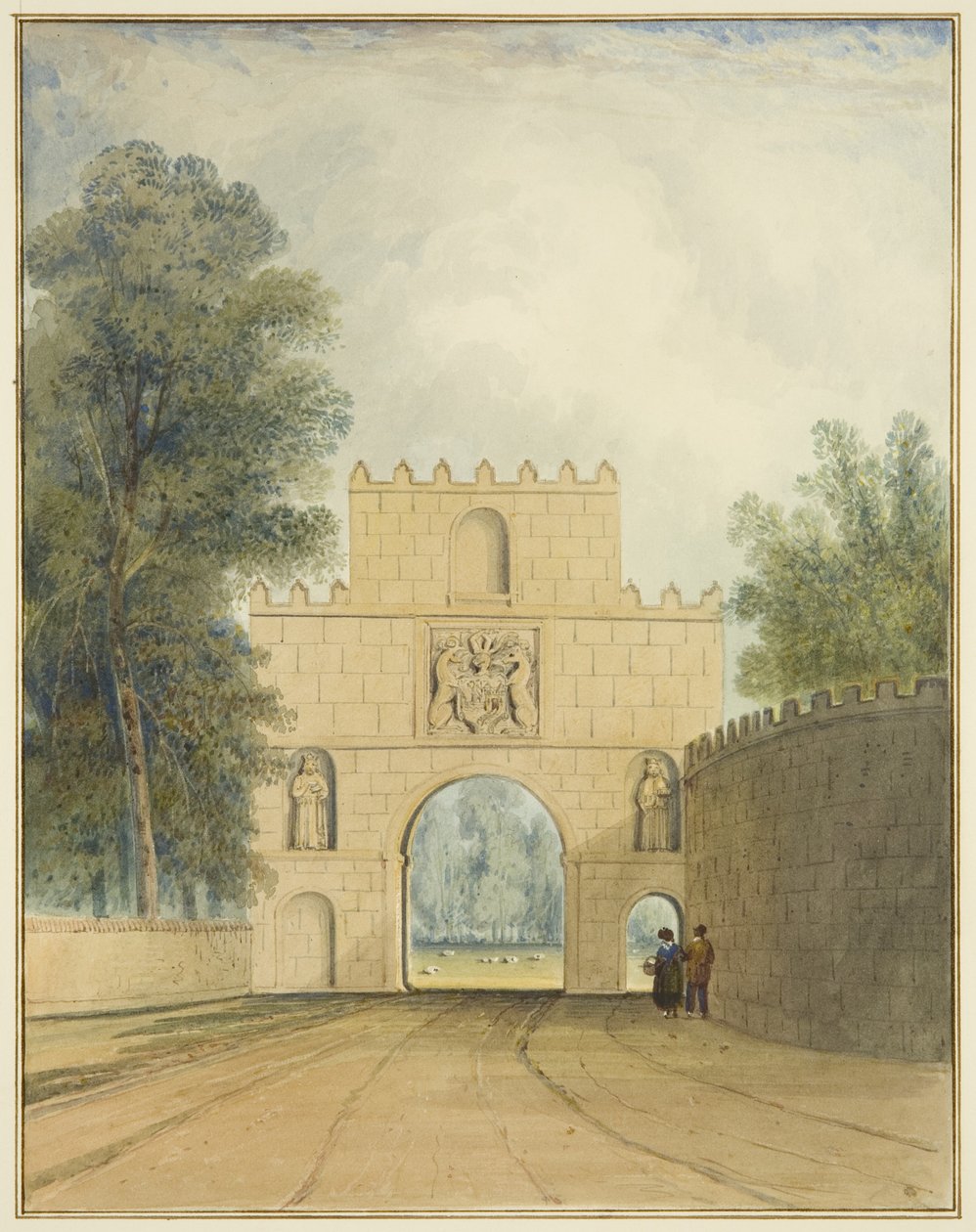 Lado norte do Portal do Vale de Arno, mostrando cifras, 1826 de Thomas Leeson the Elder Rowbotham