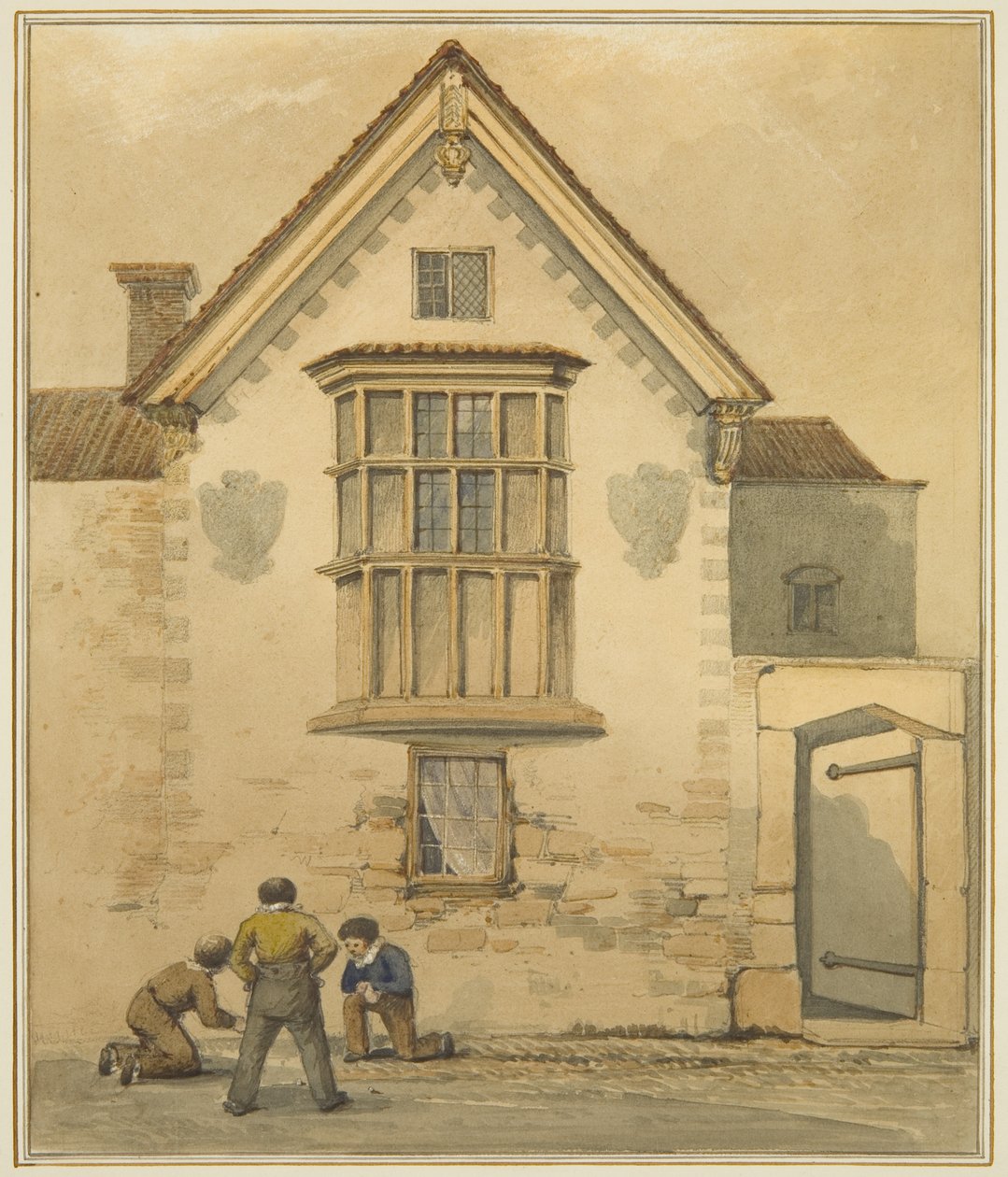 Casa Antiga, chamada Palace, em Pile Street (aquarela sobre papel) de Thomas Leeson the Elder Rowbotham