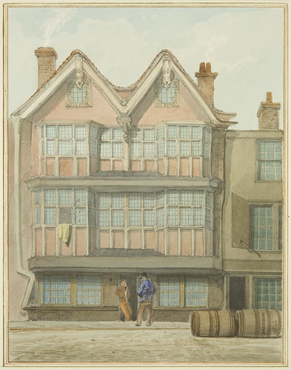 Old Houses in West Side, Marsh Street (aguarela sobre papel) de Thomas Leeson the Elder Rowbotham