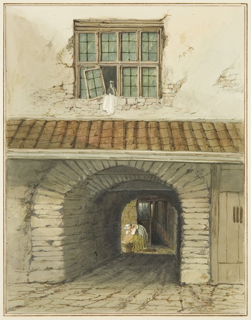 Passagem Archway off Marsh Street atrás de House (aquarela no papel) de Thomas Leeson the Elder Rowbotham