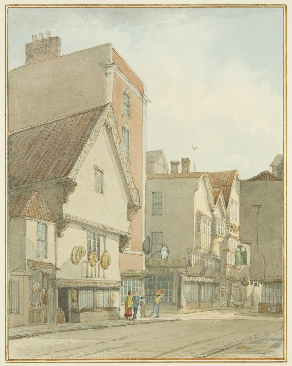 Peter Street e Mary-le-Port Street (aguarela sobre lápis sobre papel) de Thomas Leeson the Elder Rowbotham