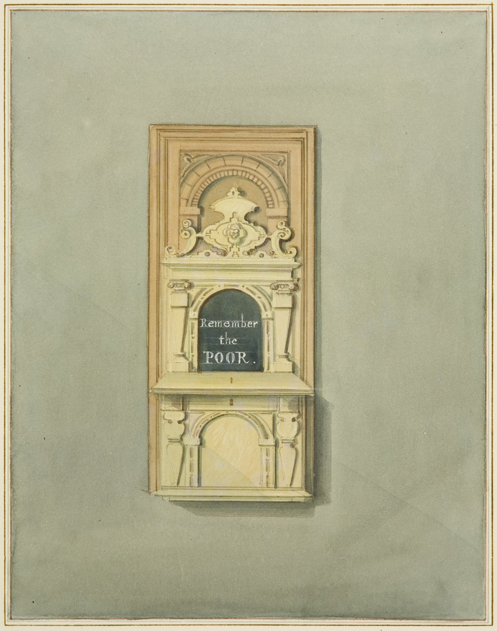 Caixa Pobre na Igreja de São João (aguarela sobre papel) de Thomas Leeson the Elder Rowbotham