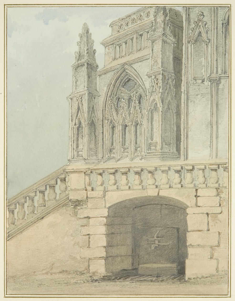 Redcliffe Conduit e parte da North Porch (aquarela sobre papel) de Thomas Leeson the Elder Rowbotham