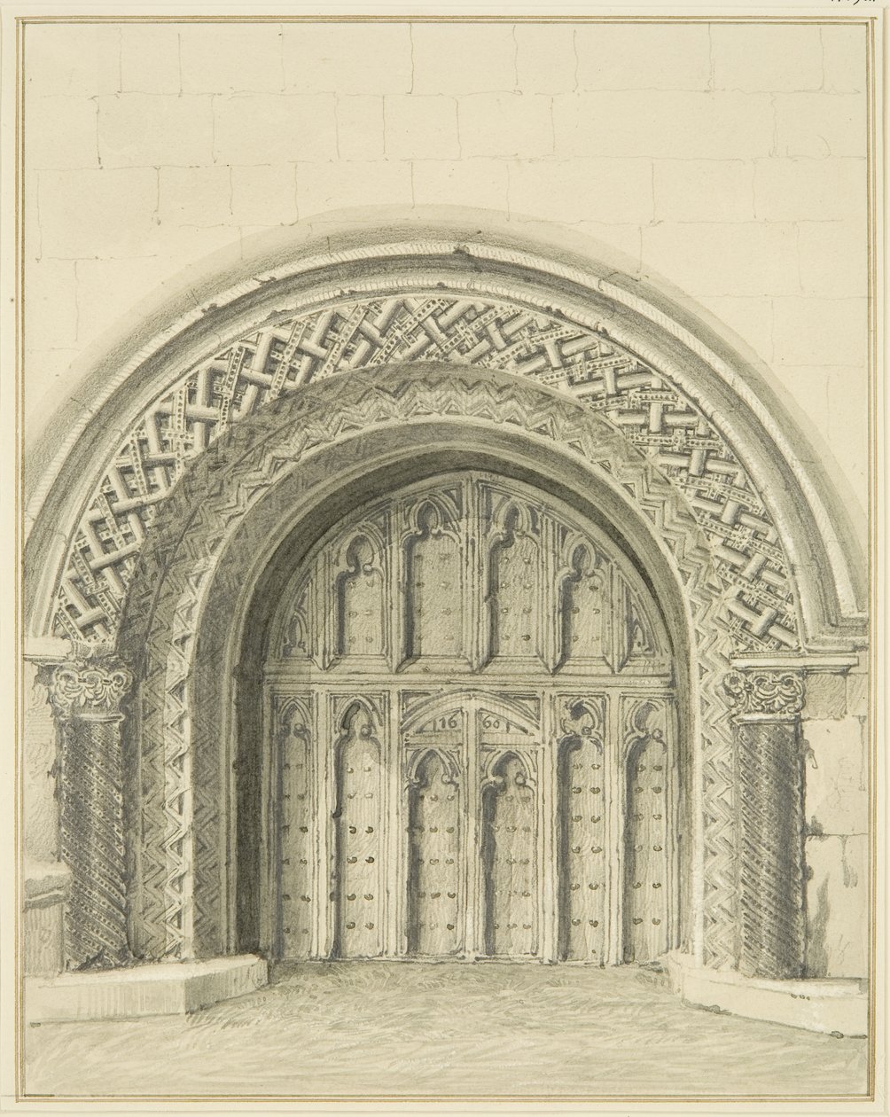 Portão em arco mais pequeno junto à Reitoria da Catedral de Bristol (lápis e aguarela sobre papel) de Thomas Leeson the Elder Rowbotham