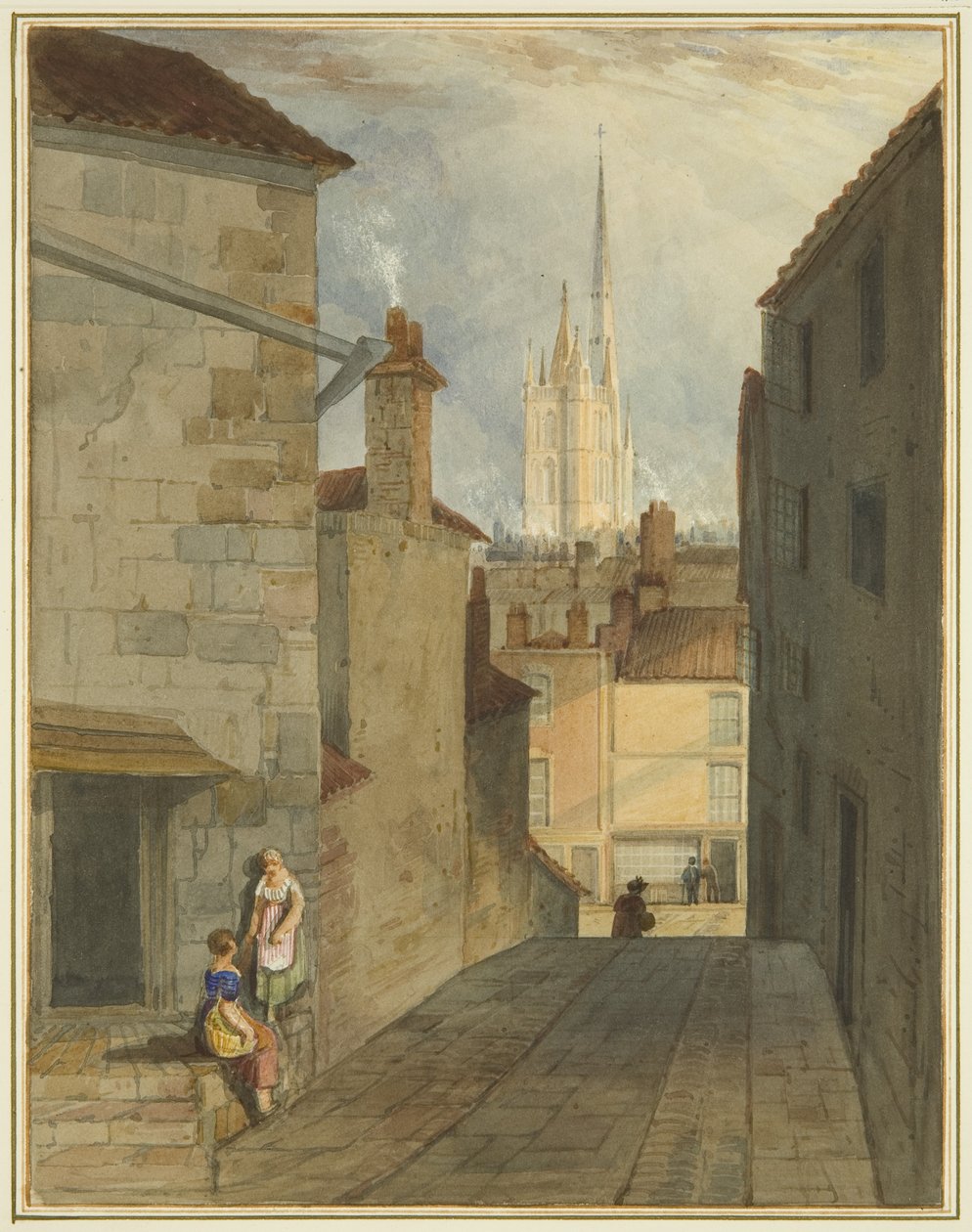 Passos da Trenchard Lane à Host Street (aguarela sobre papel) de Thomas Leeson the Elder Rowbotham