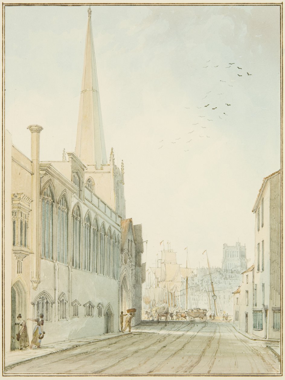 A Igreja de São João na Muralha, olhando para o cais (aguarela sobre papel) de Thomas Leeson the Elder Rowbotham